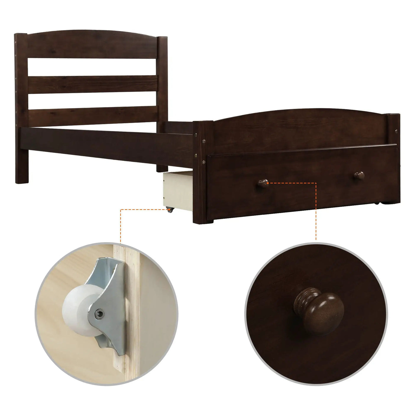 Platform Bed Frame With Storage Drawer And Wood Slat Support No Box Spring Needed by Unique Piece Furniture