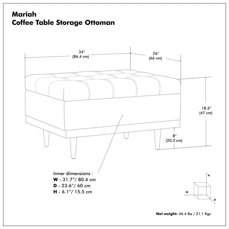 Mariah - Upholstered Lift Top Table Storage Ottoman by HouseOfZazla