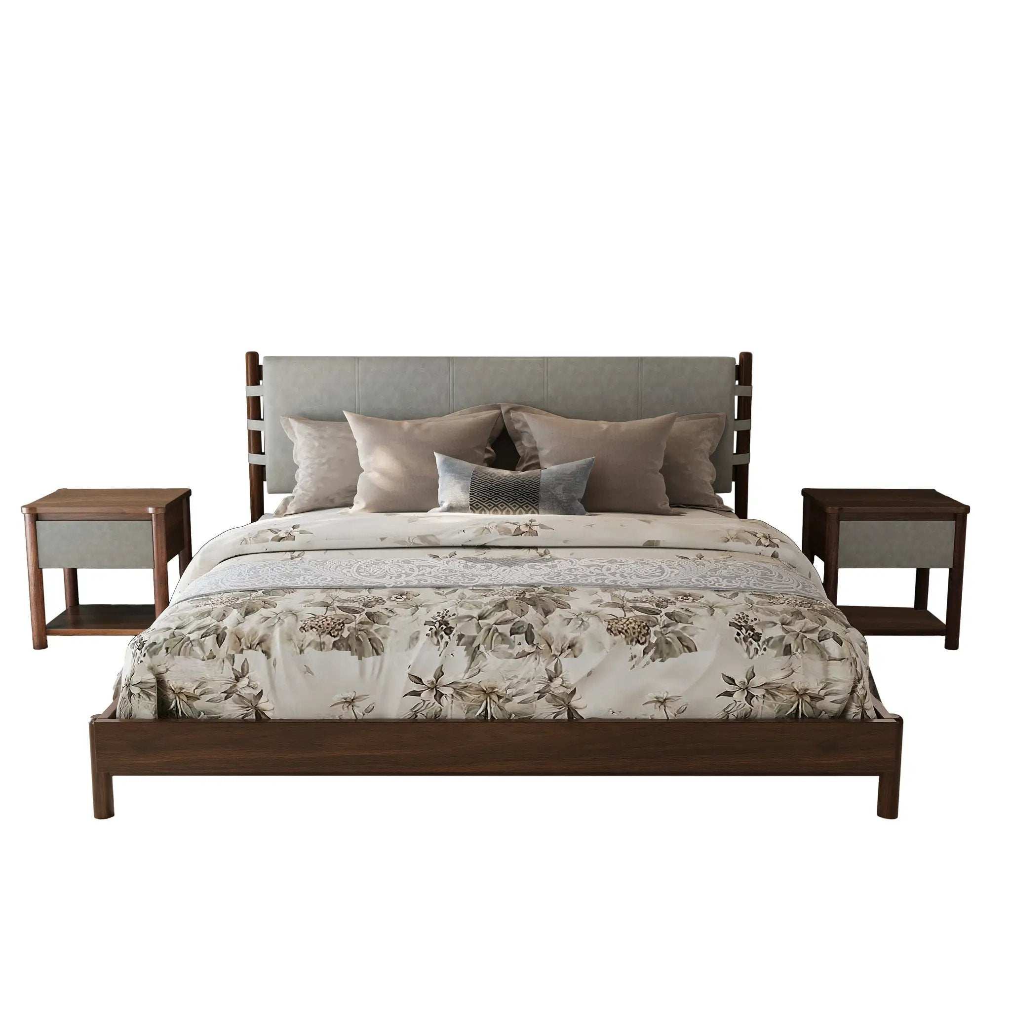 Modern Queen Bed Frame Set with 2 Nightstands by HouseOfZazla