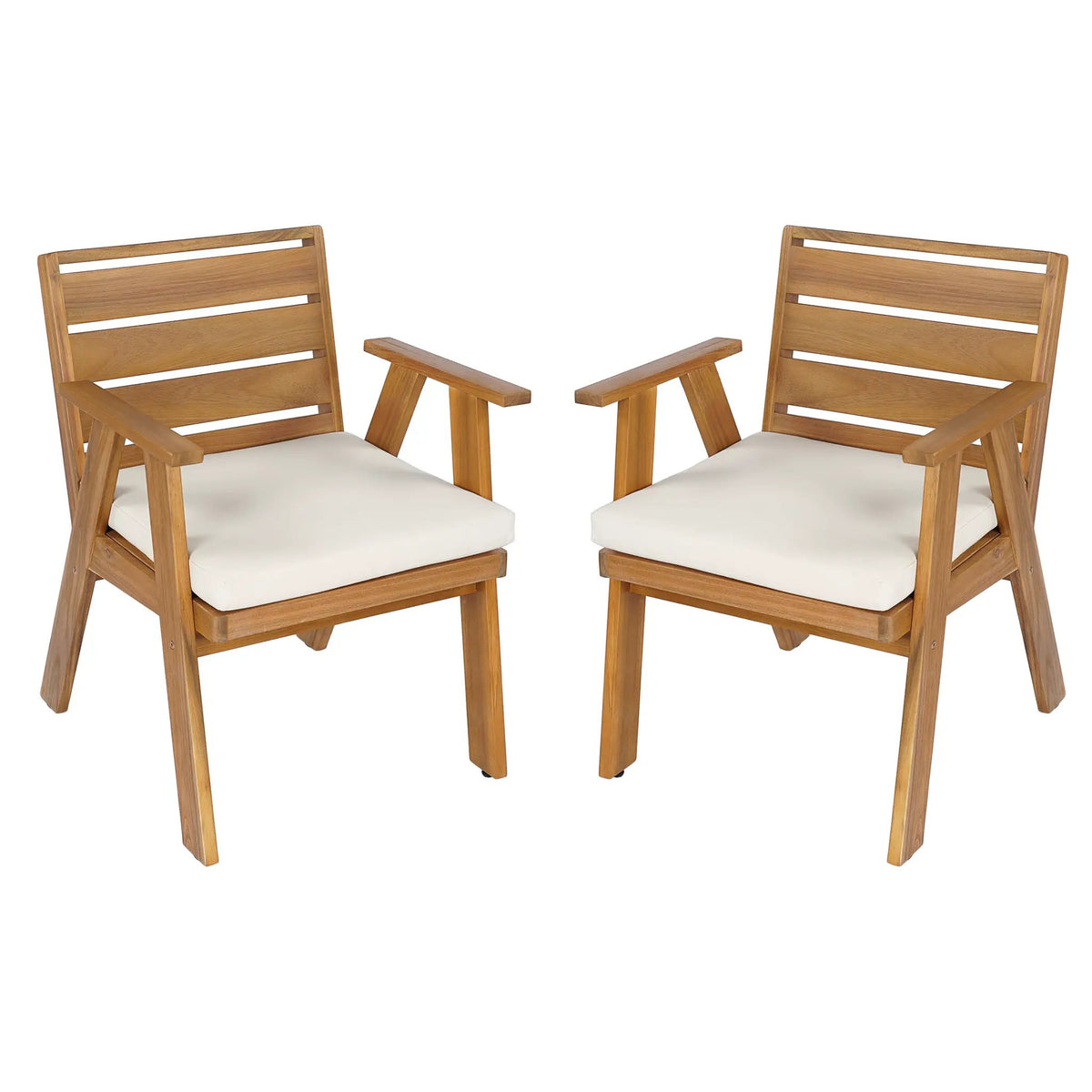 Outdoor Dining Chairs Set of 2, Acacia Wood Patio Chairs by HouseOfZazla