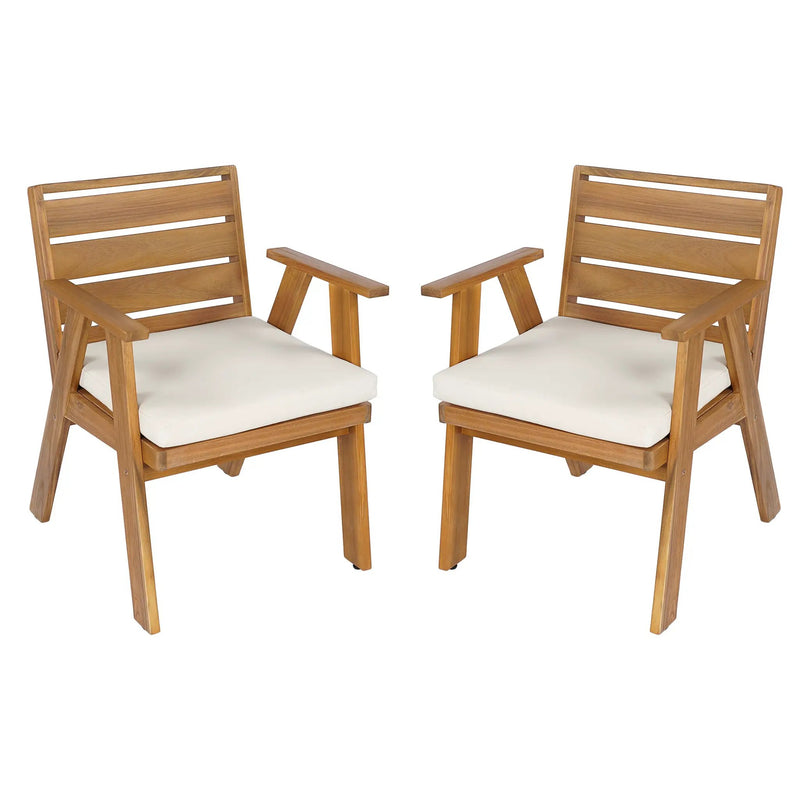 Outdoor Dining Chairs Set of 2, Acacia Wood Patio Chairs by HouseOfZazla