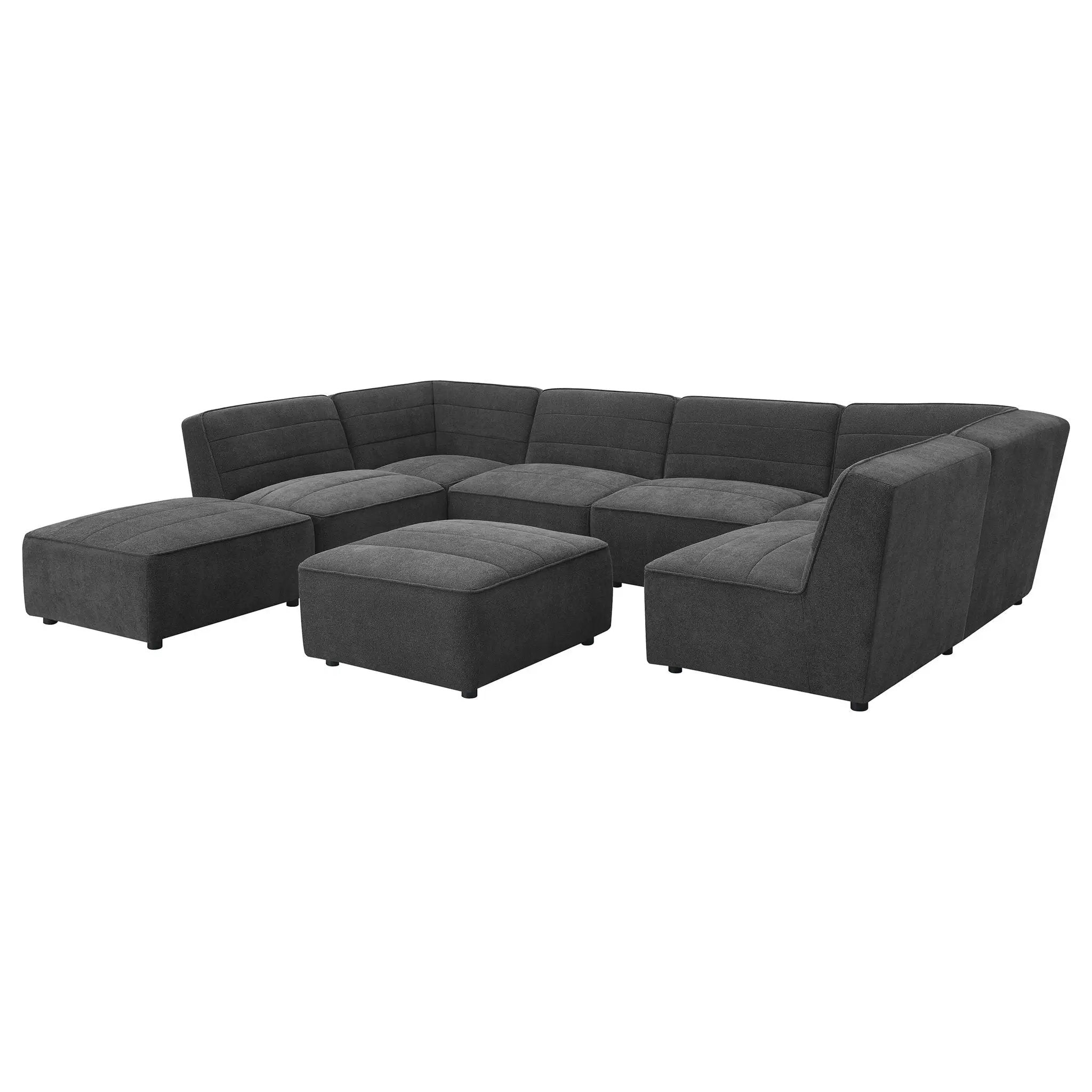 Sunny Square Upholstered Ottoman Dark Charcoal by Unique Piece Furniture