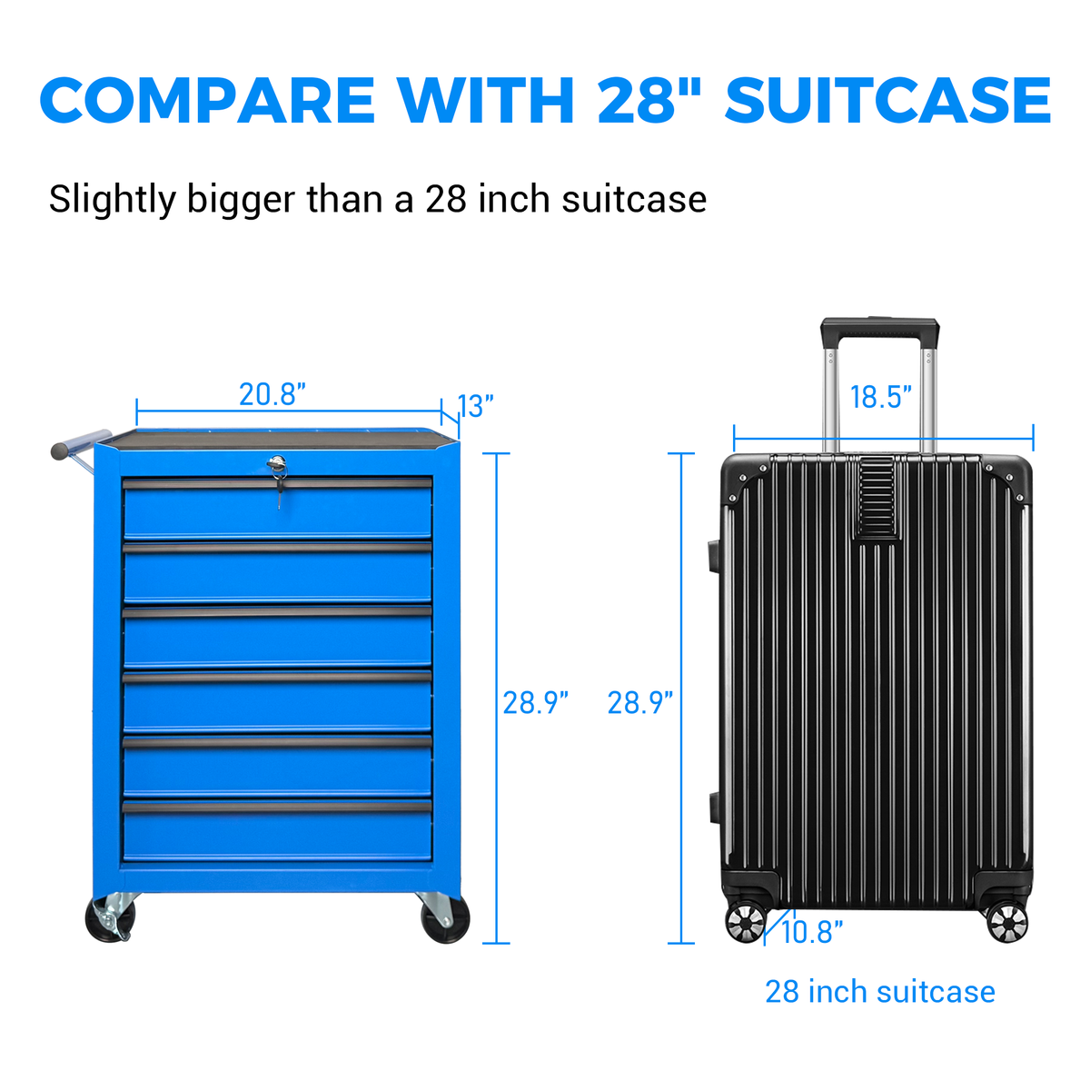 Rolling Metal Tool Chest with 6 Drawers - Blue by HouseOfZazla