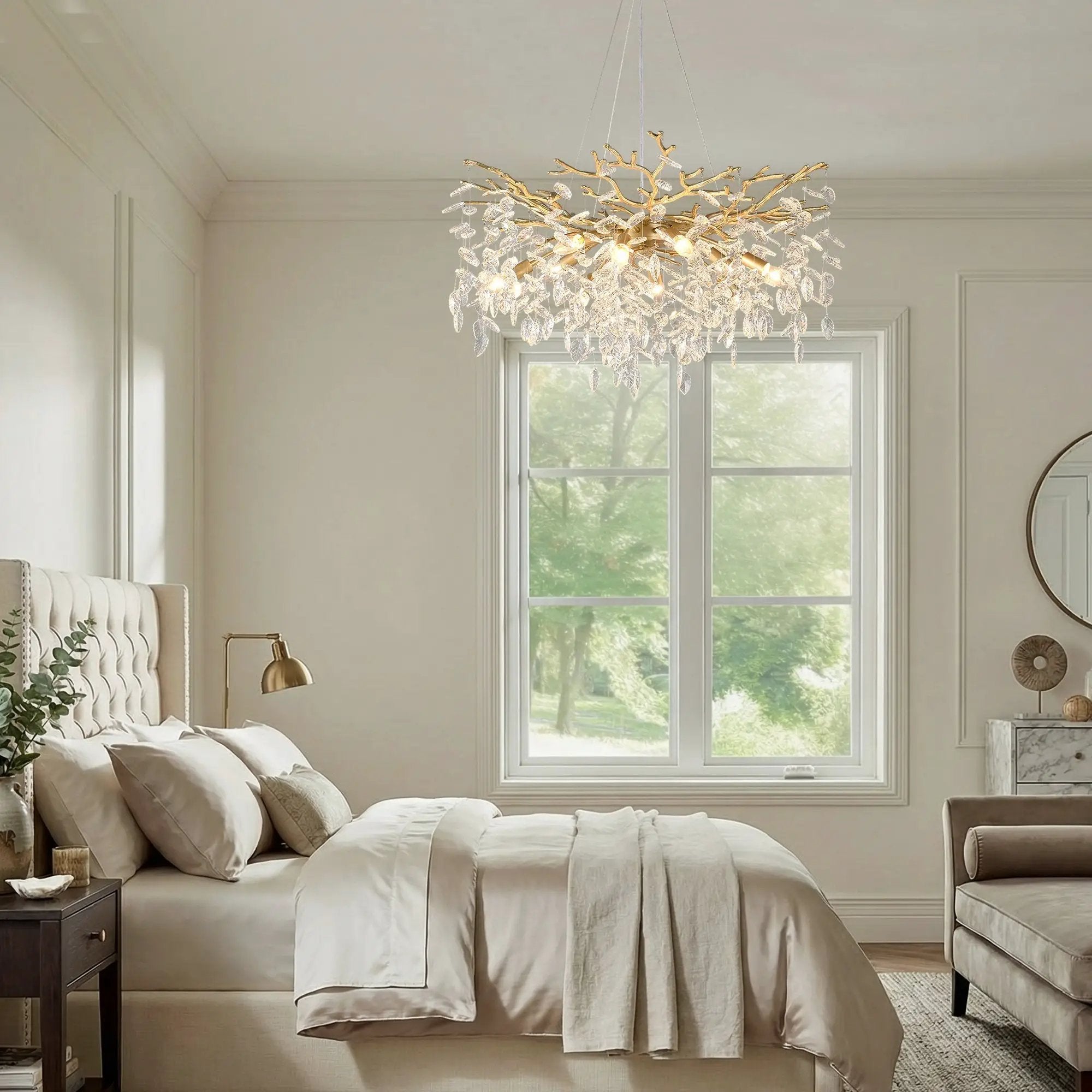 8-Light Crystal Gold Chandelier for Dining Room and Kitchen Island by HouseOfZazla