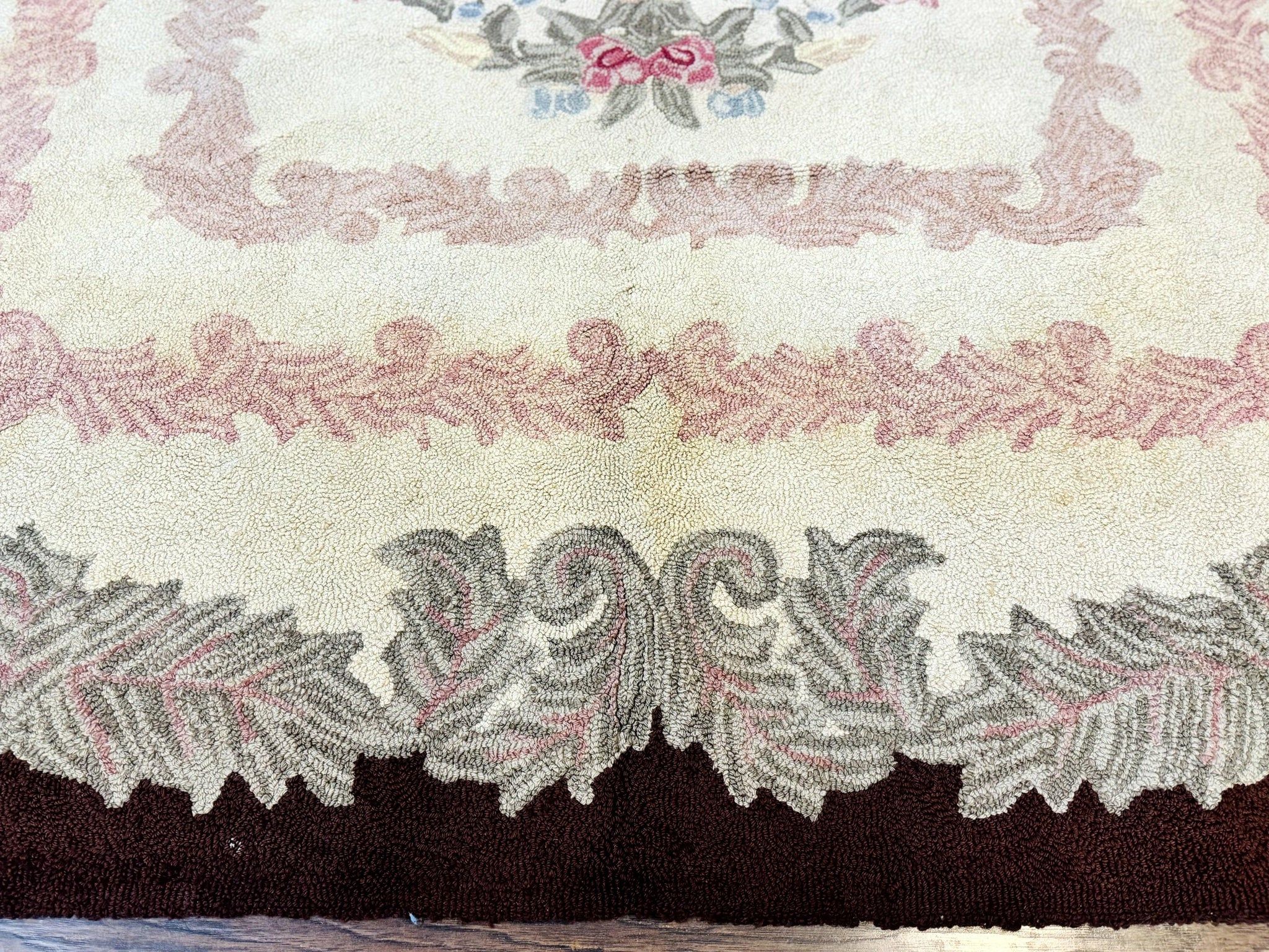 American Hand Hooked Rug 9x12, Vintage Aubusson Carpet, Wool by Jewel Rugs