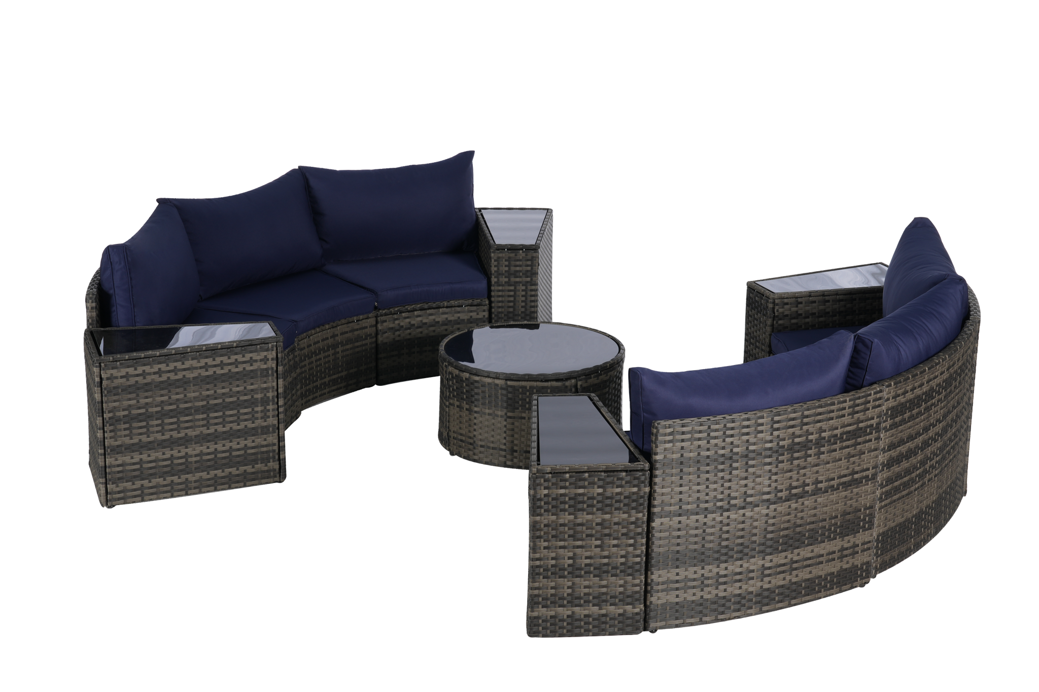 Outdoor Patio Furniture 11-Piece Half-Moon Sectional Round Patio Furniture Set by HouseOfZazla