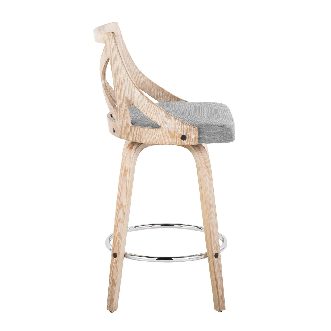Charlotte - Farmhouse Fixed Height Counter Stool With Swivel And Round Footrest (Set of 2) by HouseOfZazla