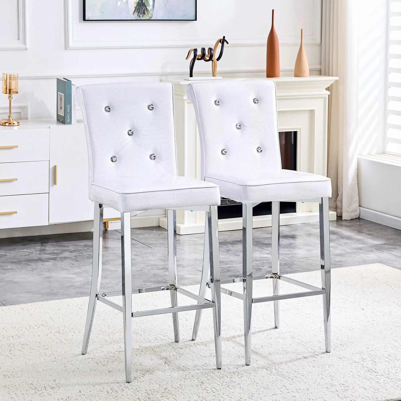 Bar Chairs & Crystal Clasp Design (Set of 2) by Unique Piece Furniture