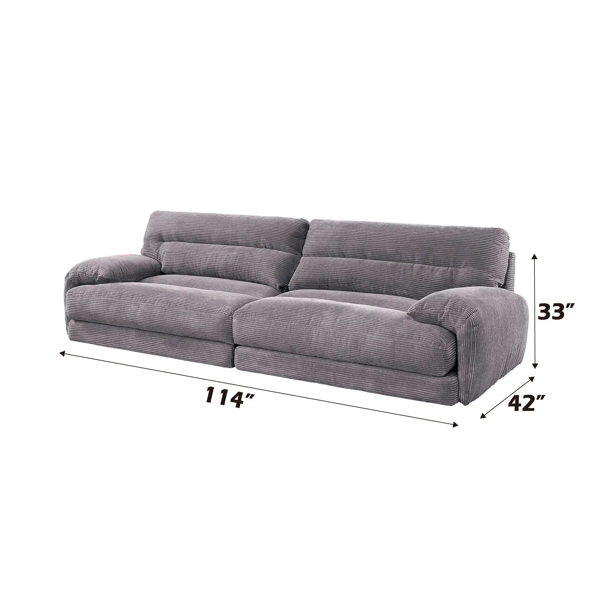 Cadenza - Corduroy 2 Piece Living Room Set - Gray by HouseOfZazla