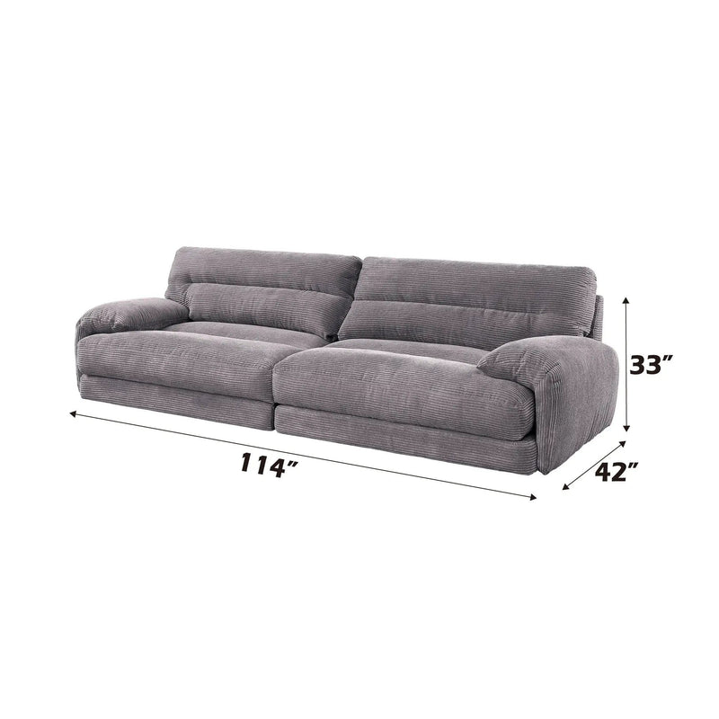 Cadenza - Corduroy 2 Piece Living Room Set - Gray by HouseOfZazla
