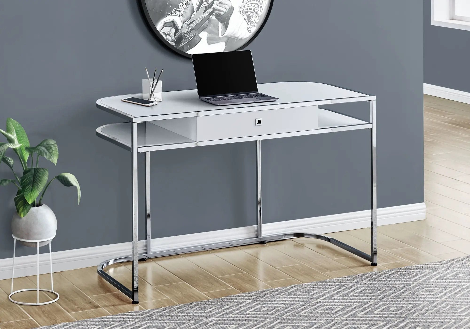 Computer Desk For Home Office, Laptop, Storage Drawers, Contemporary And Modern - White by HouseOfZazla