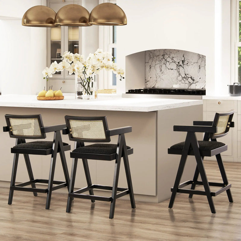 Milan - Modern Webbing Back Stool With Arms (Set of 3) by HouseOfZazla