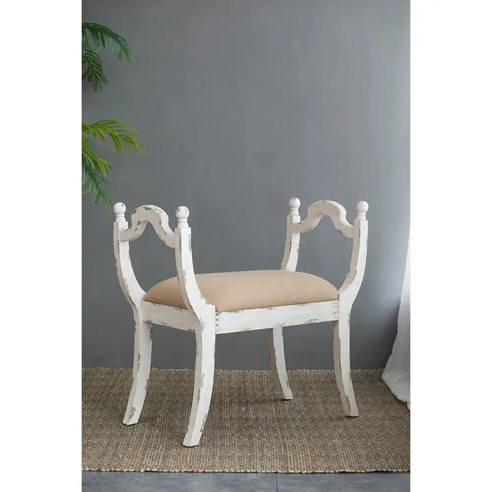Harlow - Bench, Farmhouse / French Country Style Vanity Chair - Beige / White by HouseOfZazla