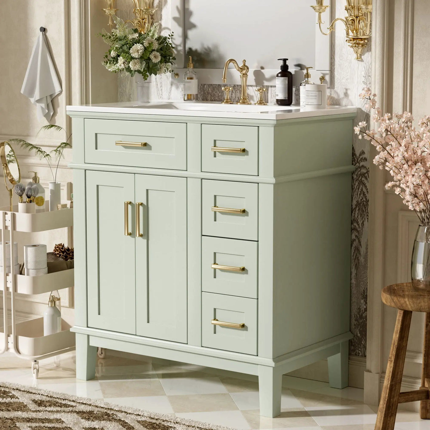 Modern Bathroom Vanity With Ceramic Sink, Soft Close Storage Cabinet by Unique Piece Furniture