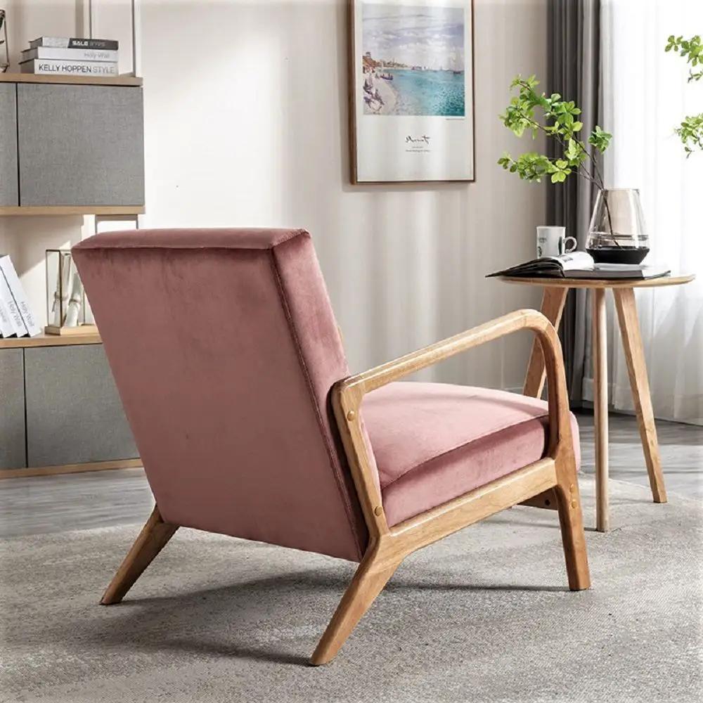 Classic Mid-Century Modern Accent Chairs, Open Framed Armchair With Cushioning by HouseOfZazla