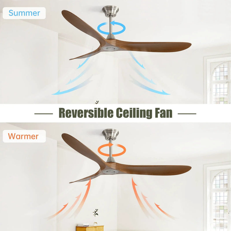 Outdoor Ceiling Fan No Light With 3 Blades Smart App Control - Brushed Nickel by Unique Piece Furniture