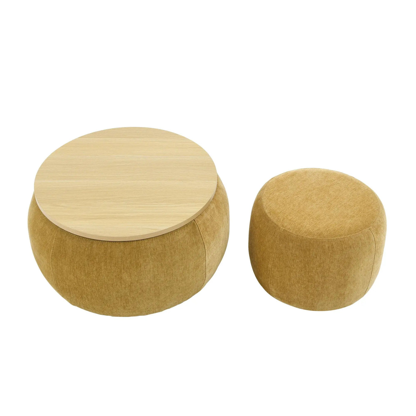 Round Storage Ottoman, 2 In 1 Function, End Table And Ottoman by Unique Piece Furniture