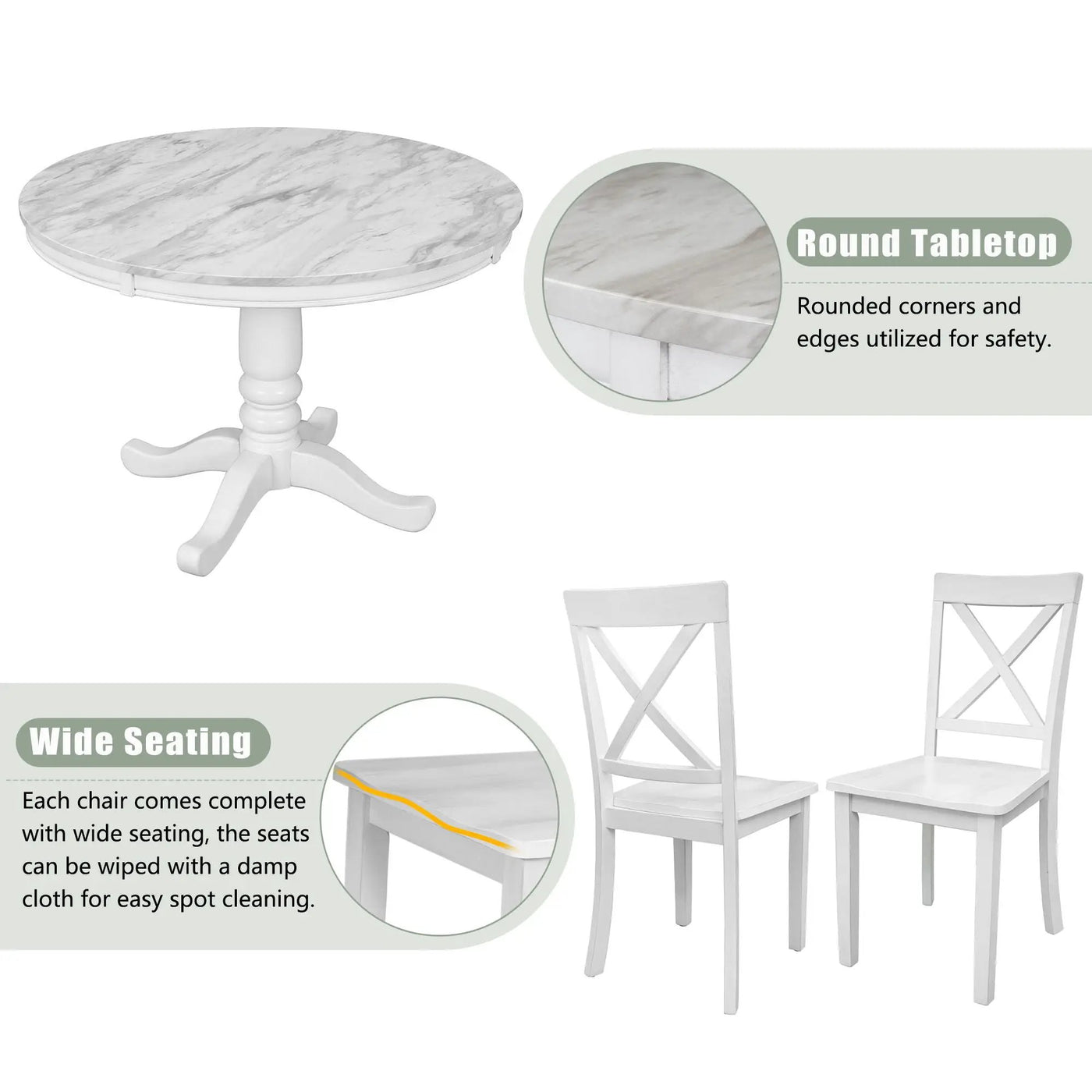 5 Pieces Dining Table And Chairs Set For 4 Persons, Kitchen Room Solid Wood Table With 4 Chairs by HouseOfZazla
