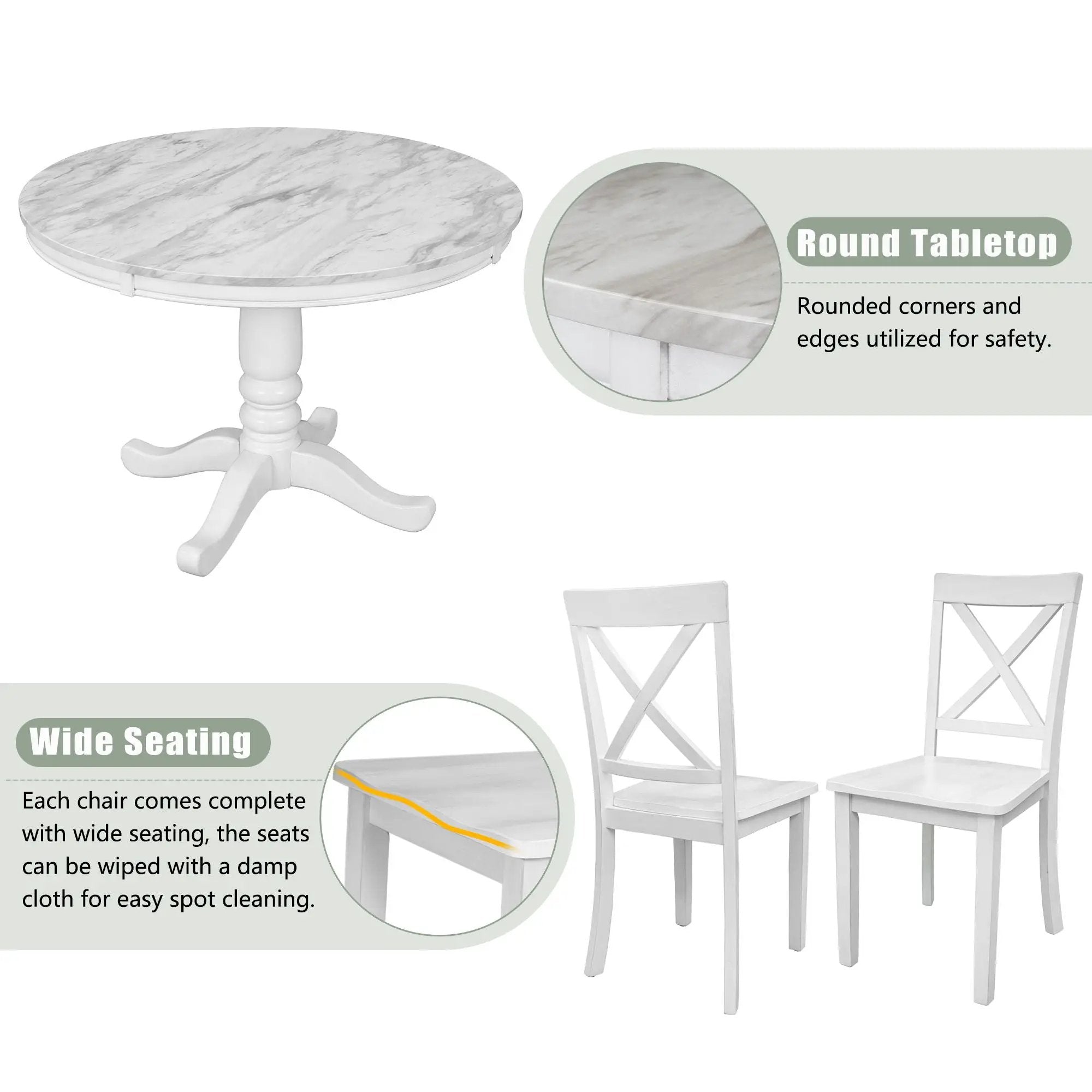5 Pieces Dining Table And Chairs Set For 4 Persons, Kitchen Room Solid Wood Table With 4 Chairs by HouseOfZazla