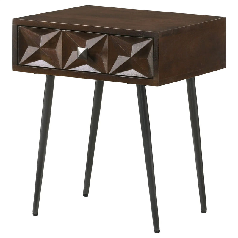 Gibson - Coffee 1 Drawer Rectangular Side Table With Angled Legs - Coffee by HouseOfZazla