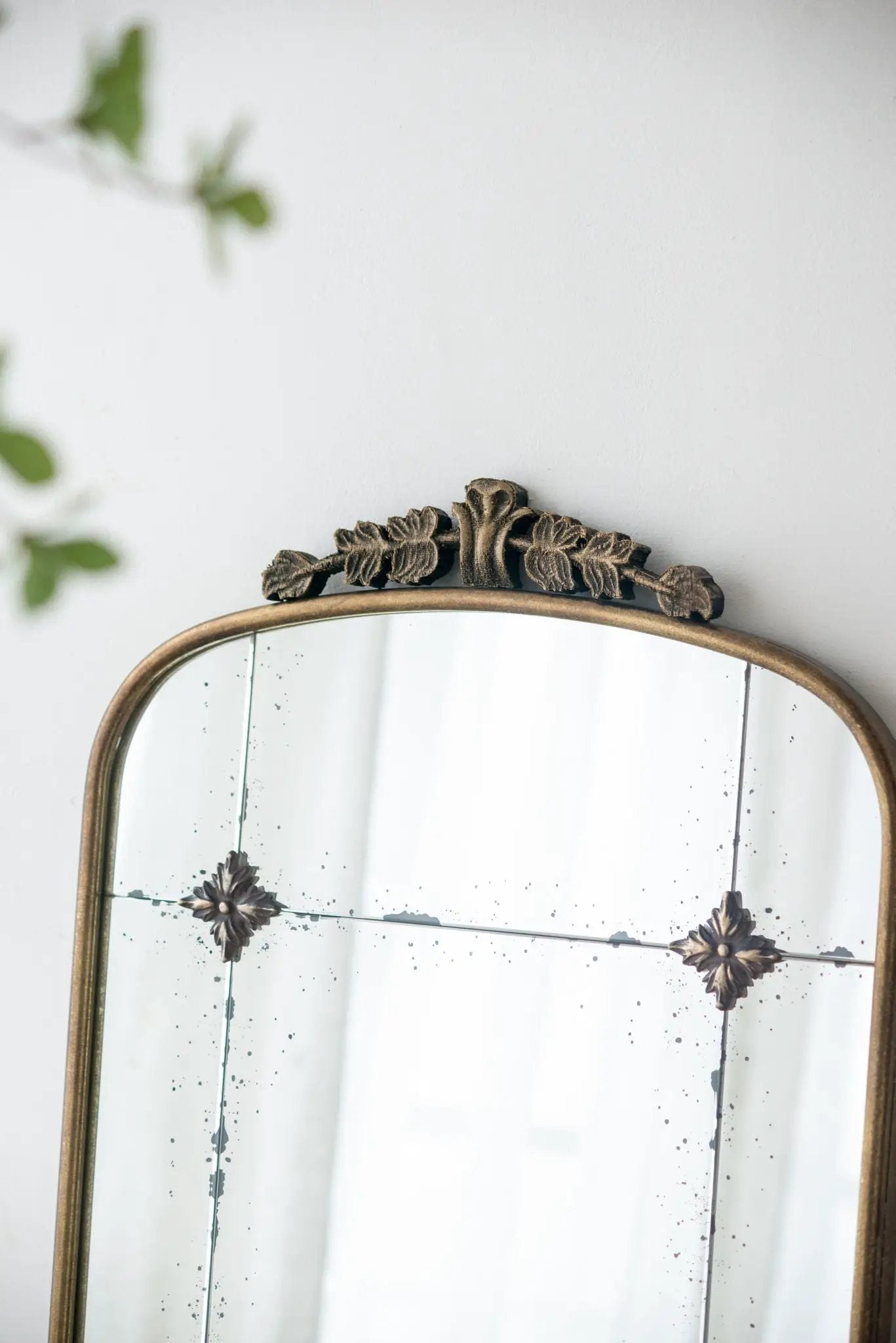 Antique Arched Mirror With Metal Frame, Full Length Mirror For Living Room Bathroom Entryway - Gold by HouseOfZazla