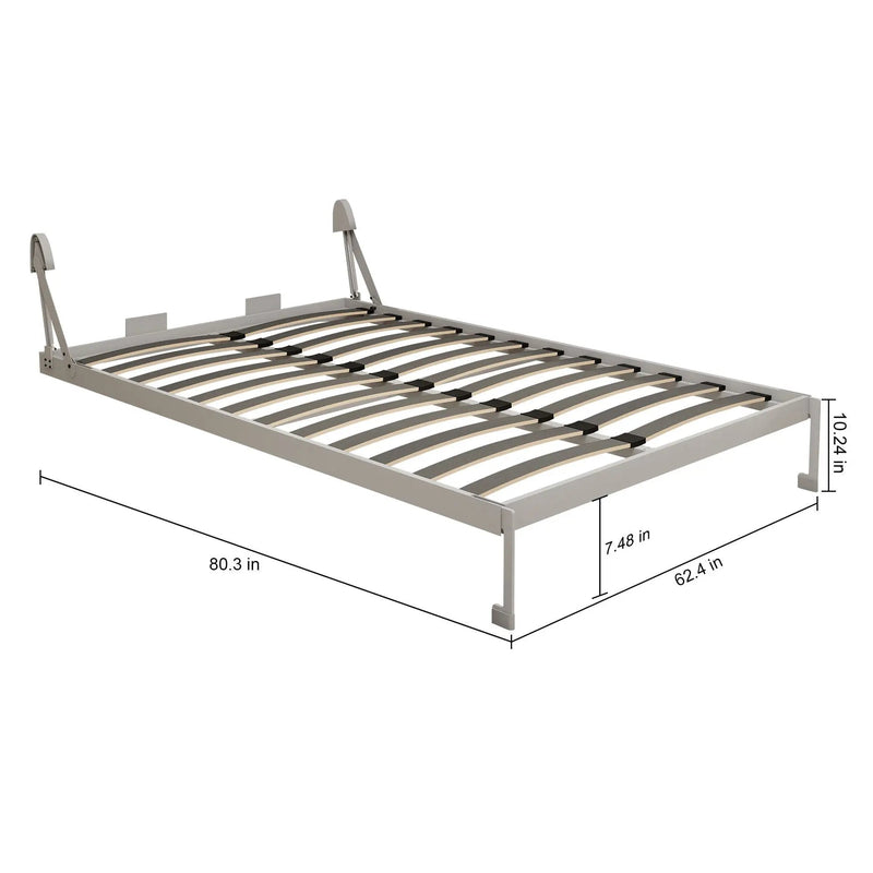 Queen Size Vertical Murphy Wall Cabinet Folding Bed With Automatic Legs - Gray by Unique Piece Furniture