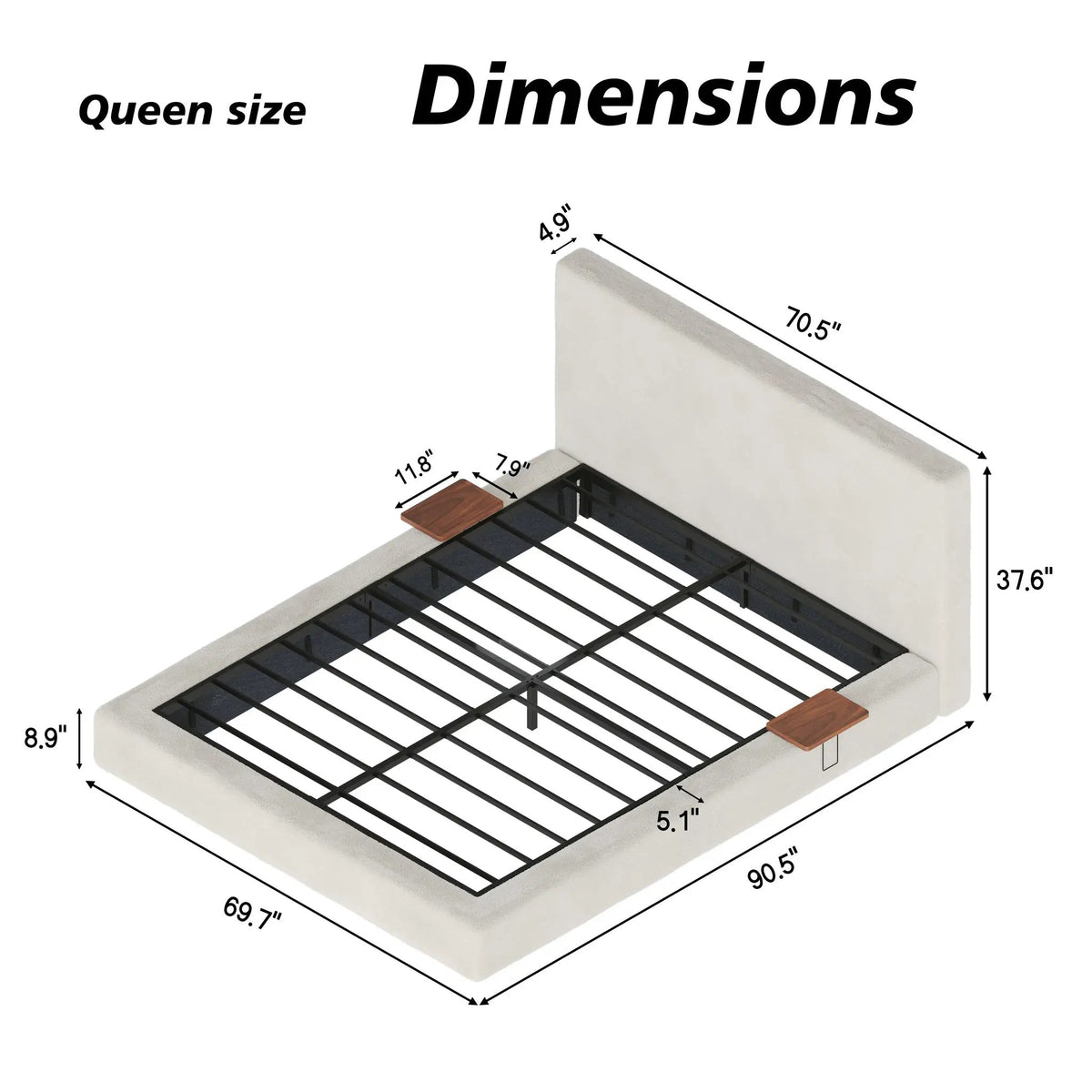 AirFrame Queen Bed Frame with Adjustable Sliding Side Table by HouseOfZazla