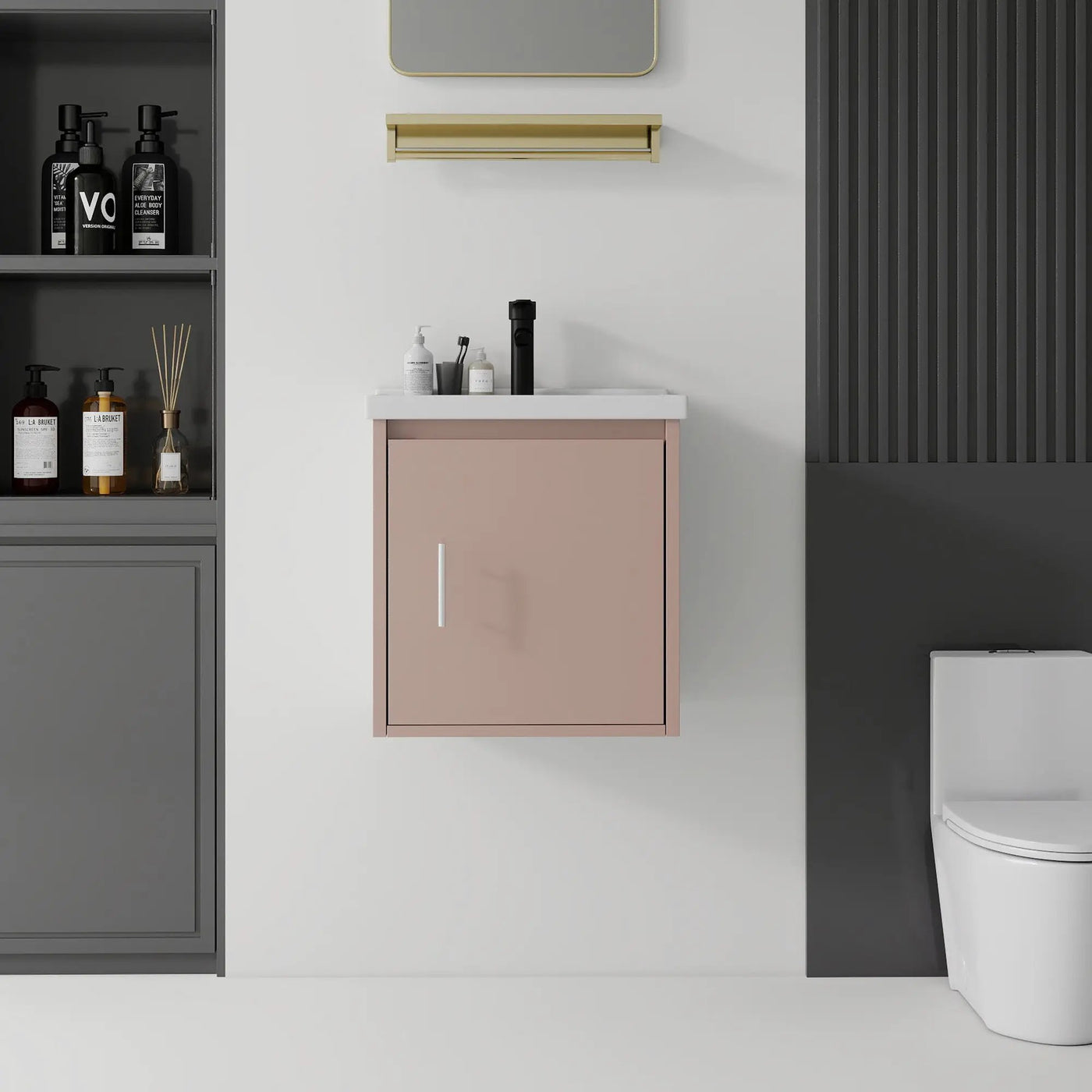 20 Inch Floating Bathroom Vanity with Sink, Soft-Close Door, Ceramic Sink, Plywood by HouseOfZazla