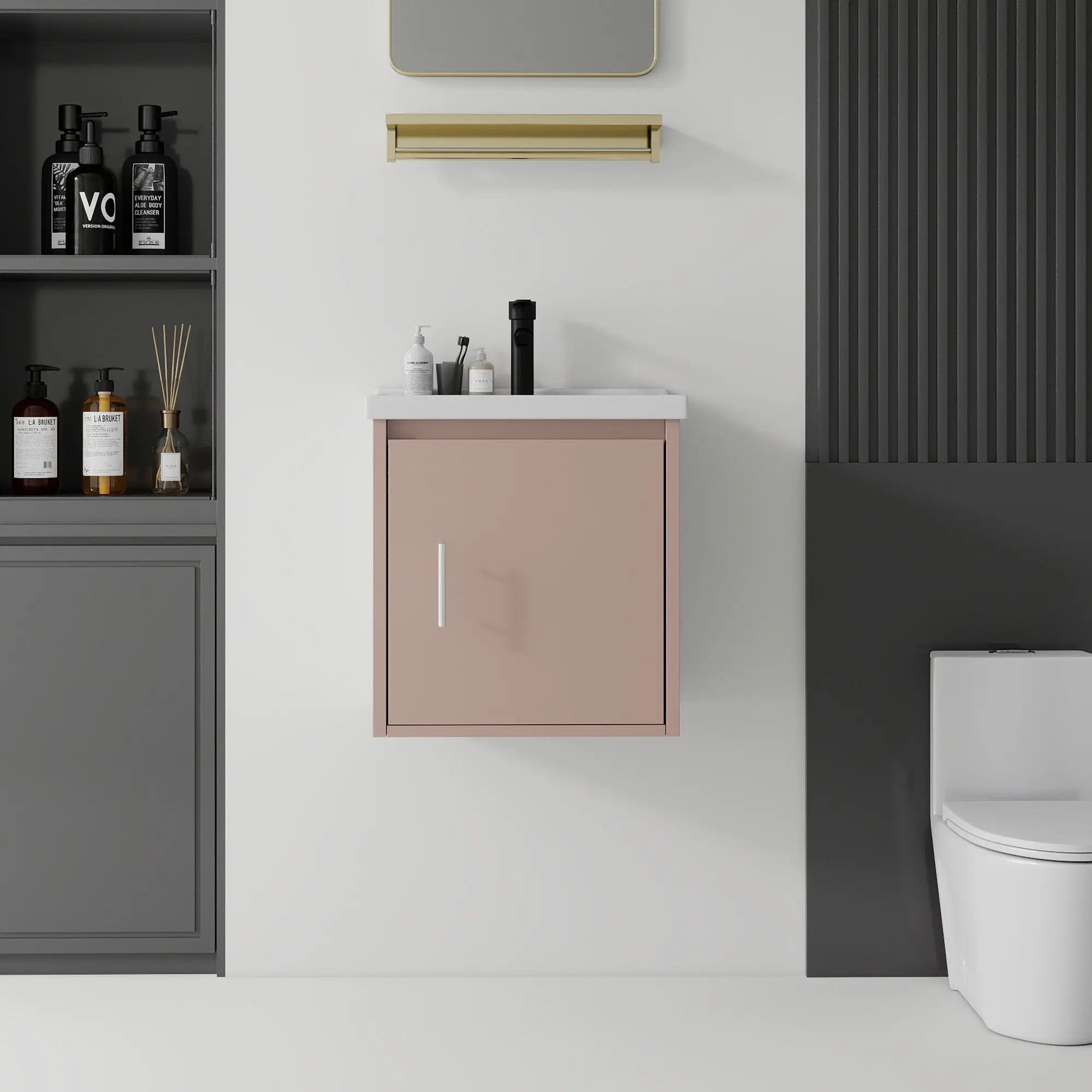 20 Inch Floating Bathroom Vanity with Sink, Soft-Close Door, Ceramic Sink, Plywood by HouseOfZazla