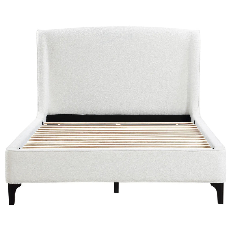 Mosby Upholstered Queen Wingback Bed Snow by Unique Piece Furniture