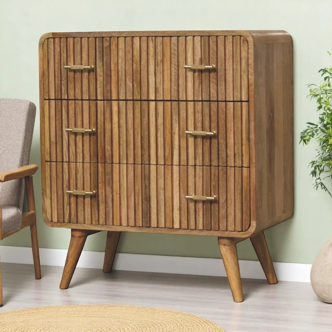 T Bar Ridged Chest - Brown by Unique Piece Furniture