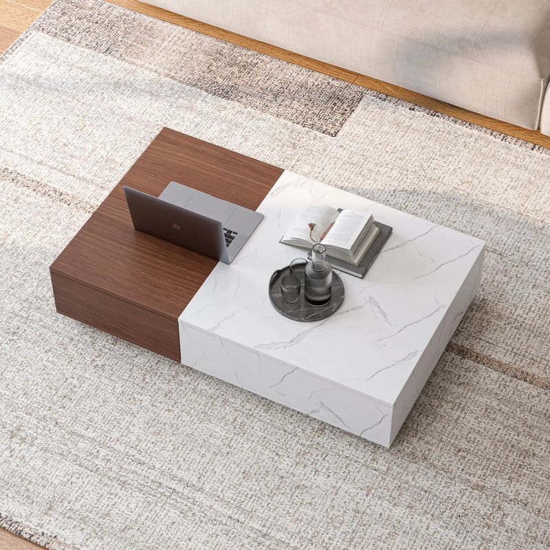 Modern Style Walnut Coffee Table With Two Storage Spaces by BLAKHOM