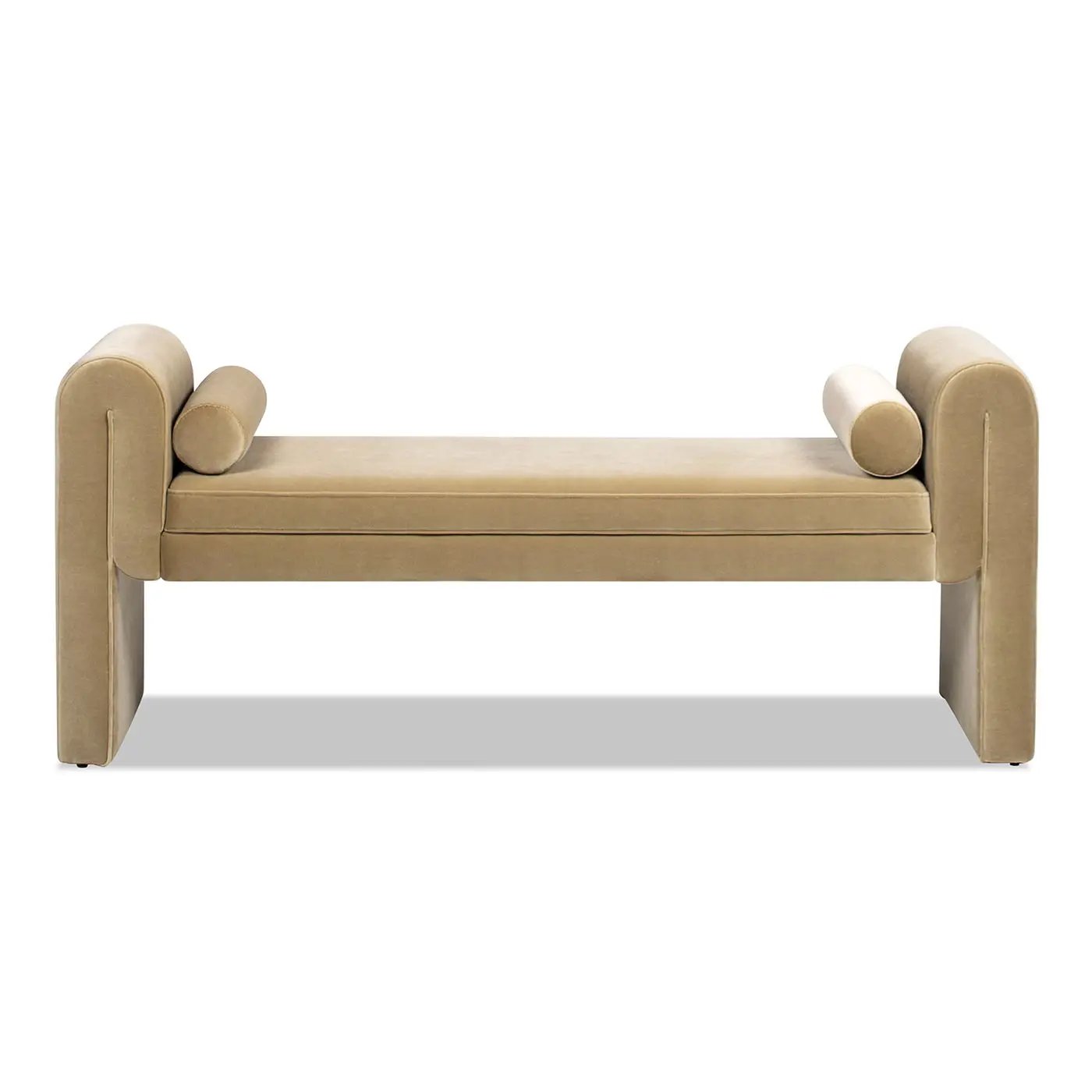 Mason - Arched Arm Bench With Bolster Pillows - Camel Brown Beige by Unique Piece Furniture