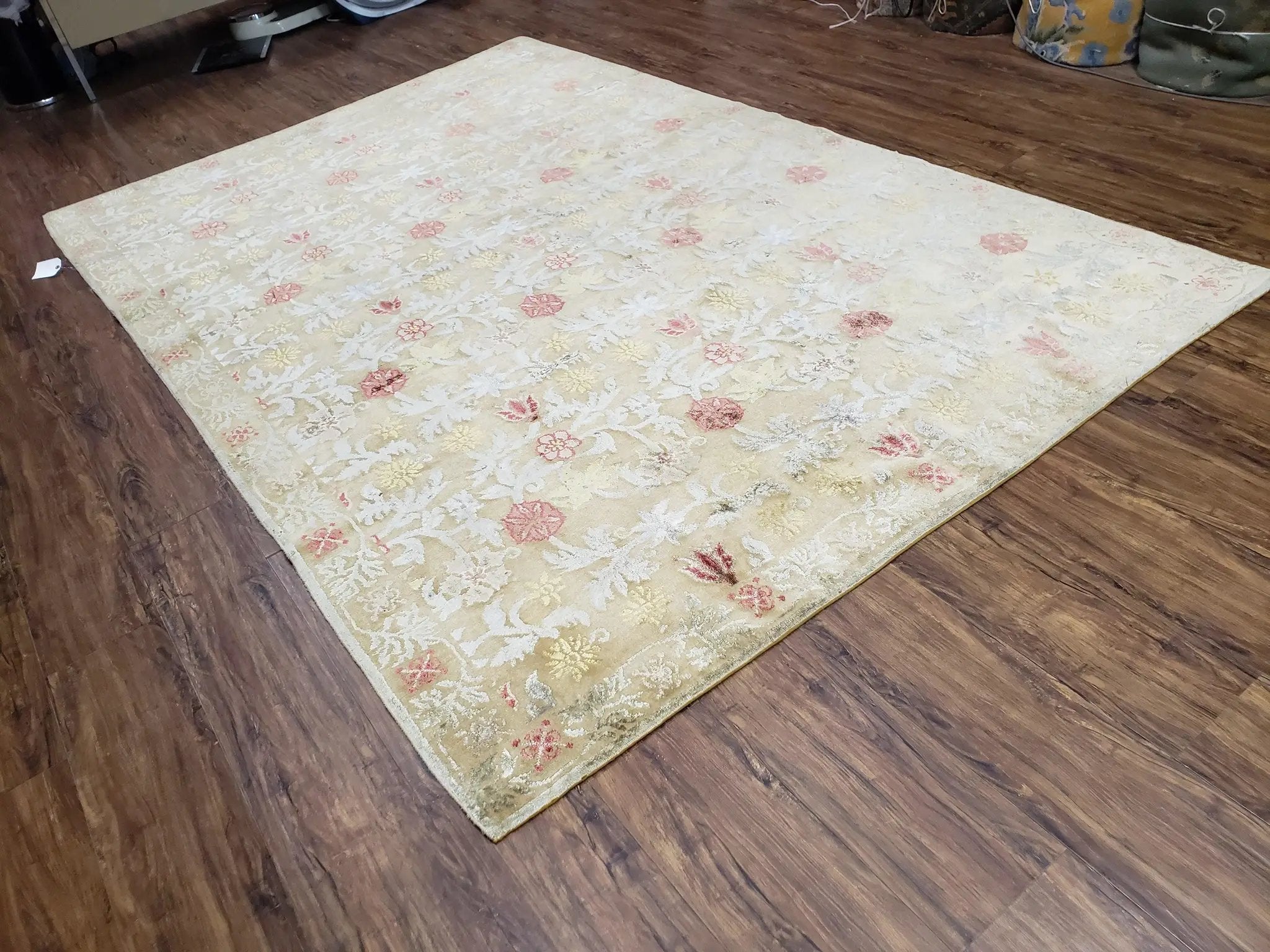 Modern Tibetan Rug 6x9, Wool and Silk Tibetan Rug, Handmade Tibetan Rug, Silk Flowers, Contemporary Rug, Soft Rug, Tibetan Area Rug, Tan by Jewel Rugs