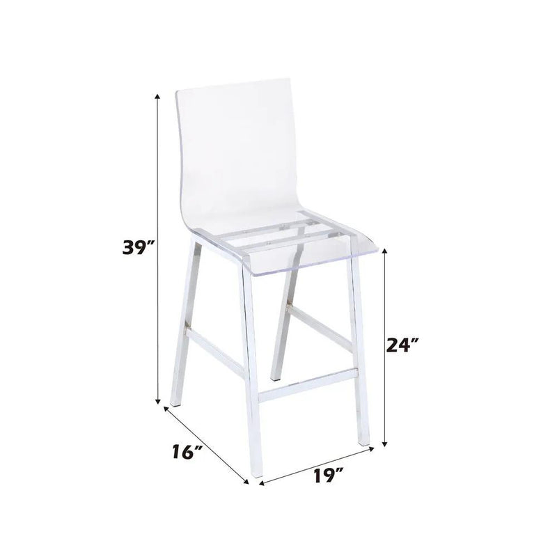 Nadie - Counter Height Chair (Set of 2) - Clear Acrylic & Chrome by Unique Piece Furniture