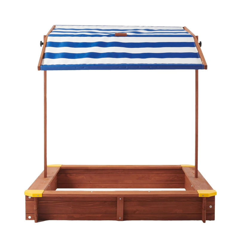 Kids Sandbox With Cover, Sand Box With Adjustable Canopy, Large Outdoor Cedar Sandpit For Backyard Play - Reddish Brown by HouseOfZazla