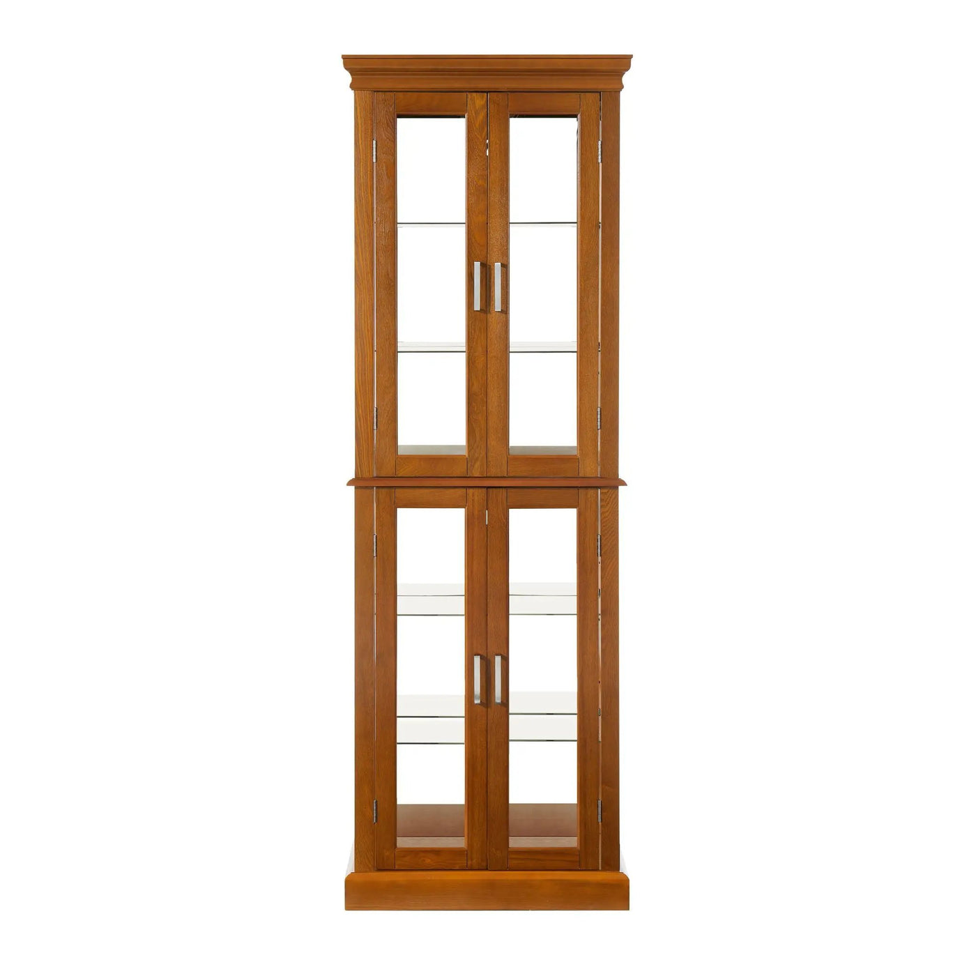 Curio Cabinet Lighted Curio Diapaly Cabinet With Adjustable Shelves And Mirrored Back Panel, Tempered Glass Doors (6 Tier), (E26 Light Bulb Not Included) by Unique Piece Furniture