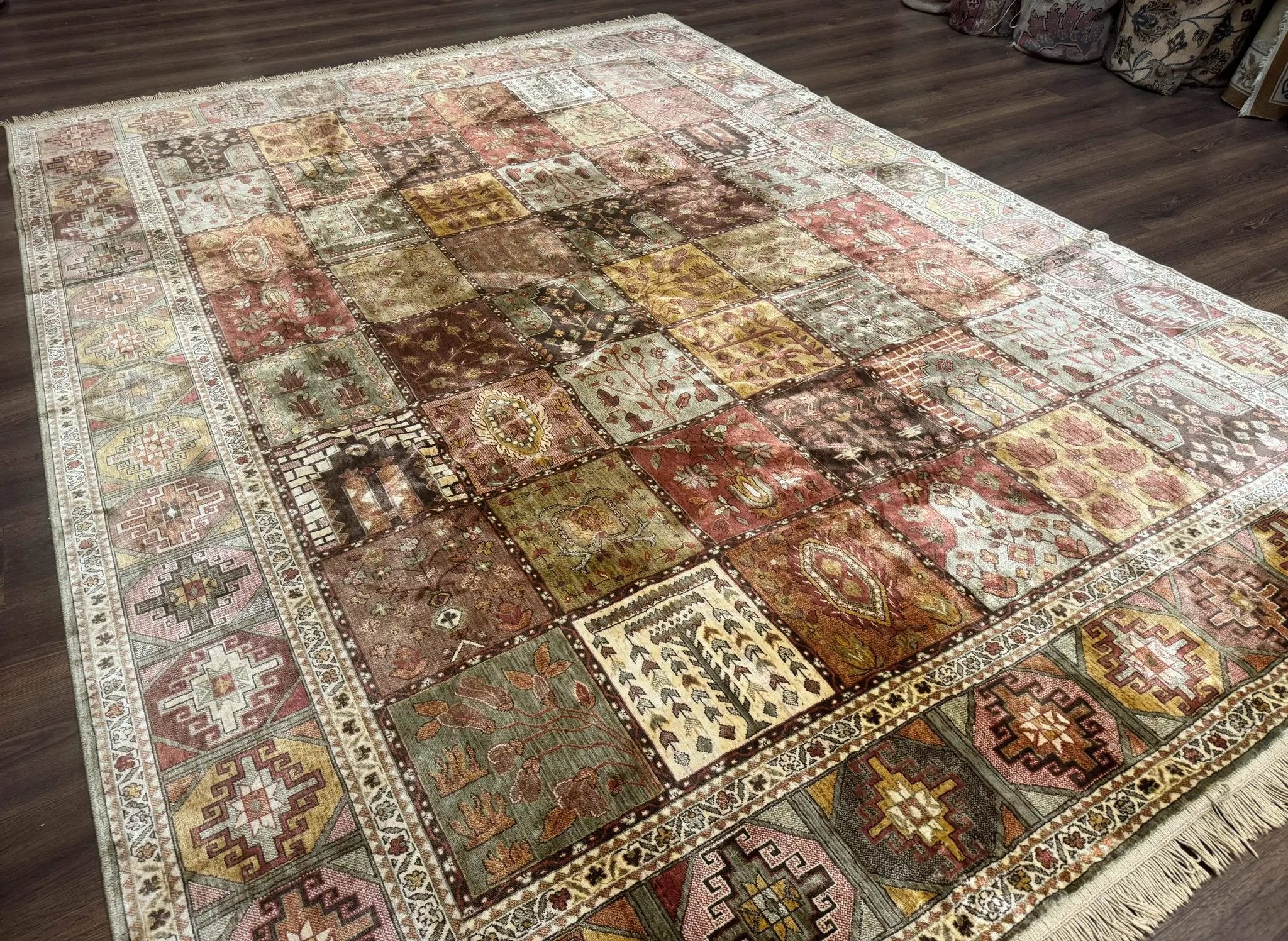 Panel Design Rug 8 x 10.6, Oriental Carpet, Belgium Power Loomed Rug by Jewel Rugs