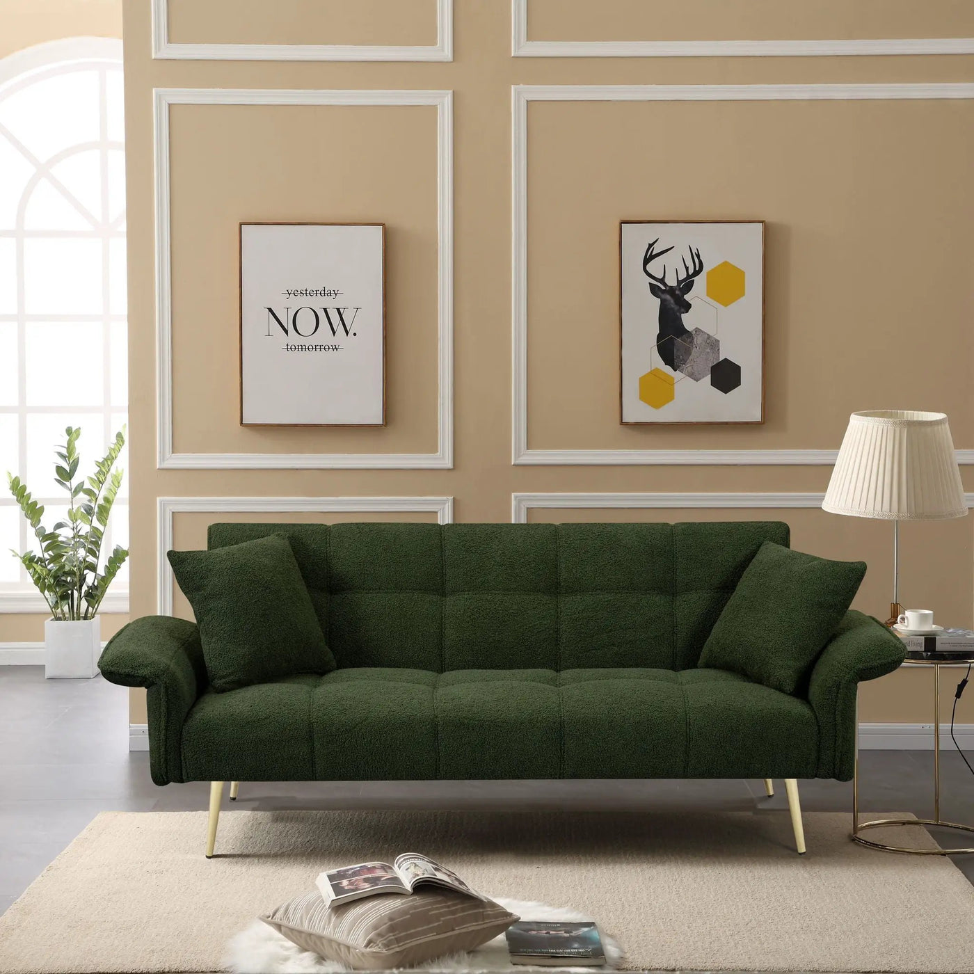 Convertible Double Futon Sofa Bed With Folding Armrests For Living Rooms by HouseOfZazla
