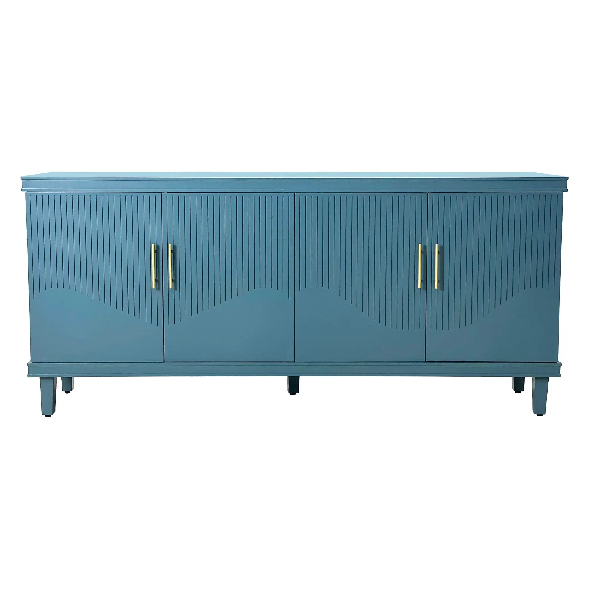 4 Door Cabinet, Large Storage For Living Room - Blue by Unique Piece Furniture