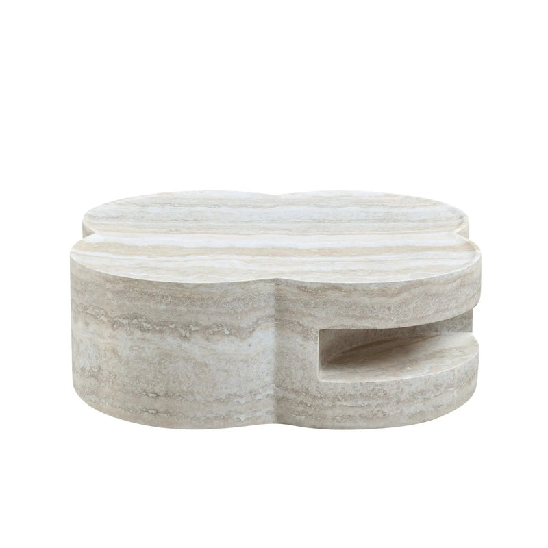 Clover Round Coffee Table With Open Storage - Marble by HouseOfZazla