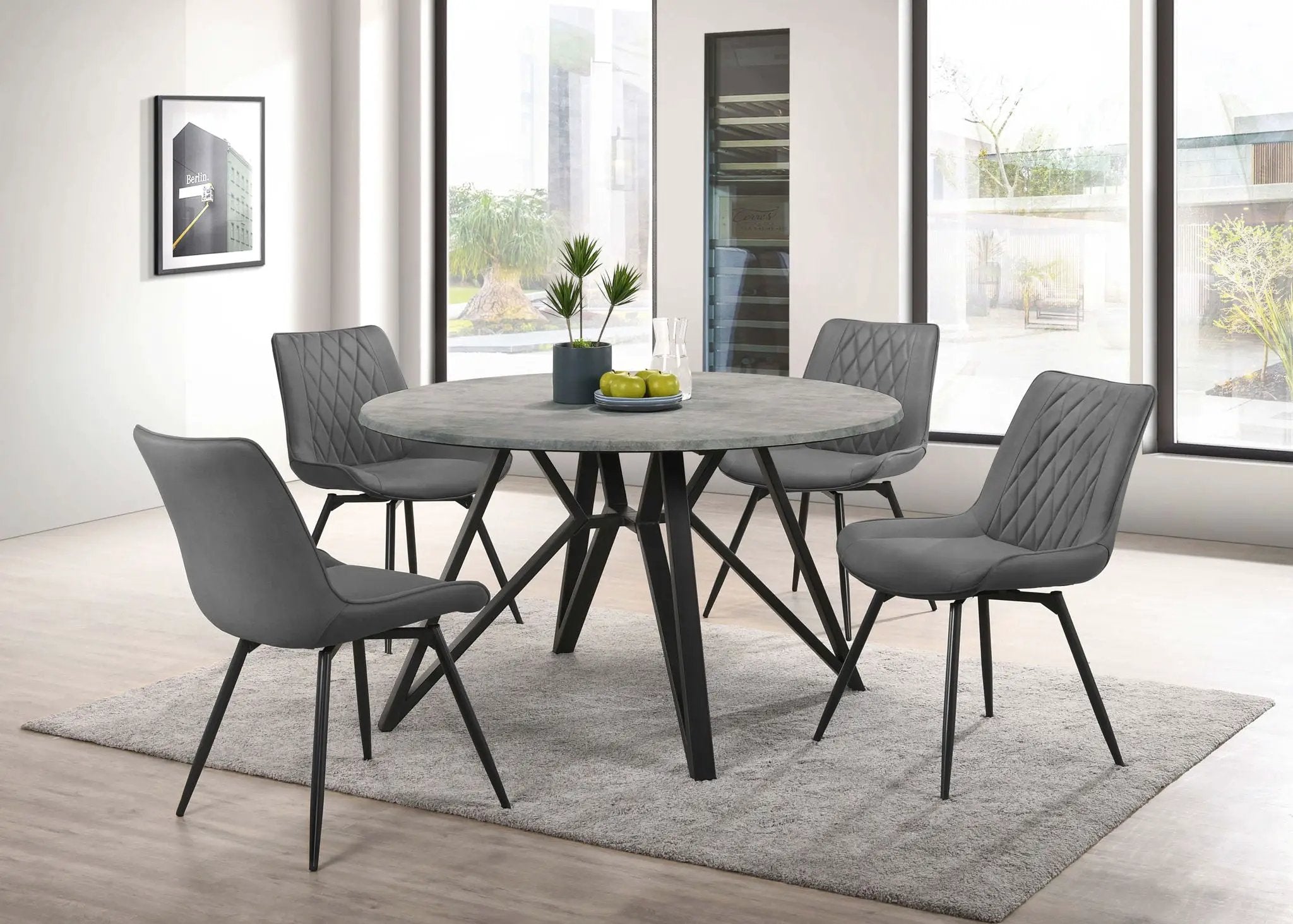 Neil Round 50-inch SmartTop Dining Table Gunmetal by Unique Piece Furniture