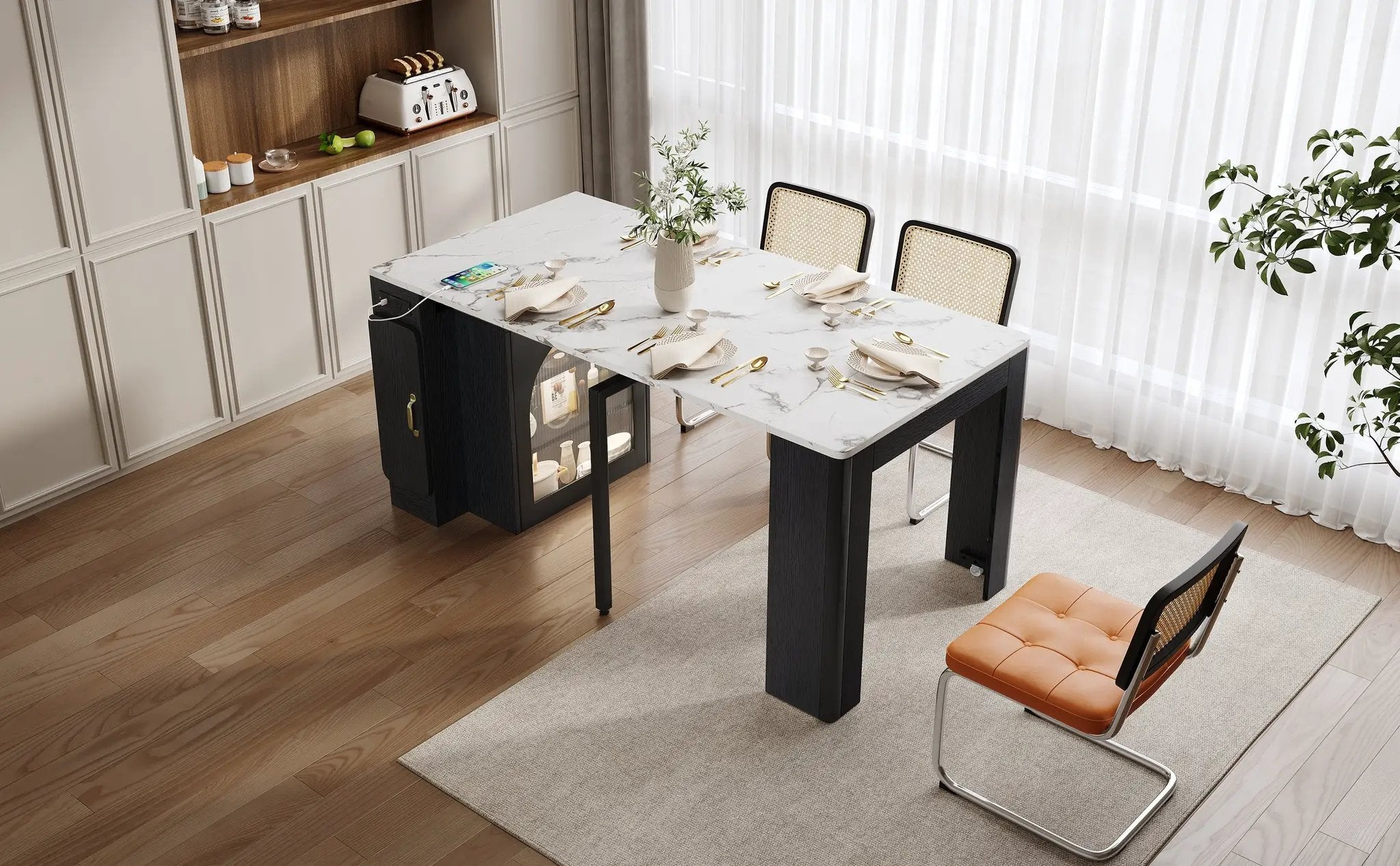 TREXM Extendable Dining Table with 3 Removable Leaves by HouseOfZazla
