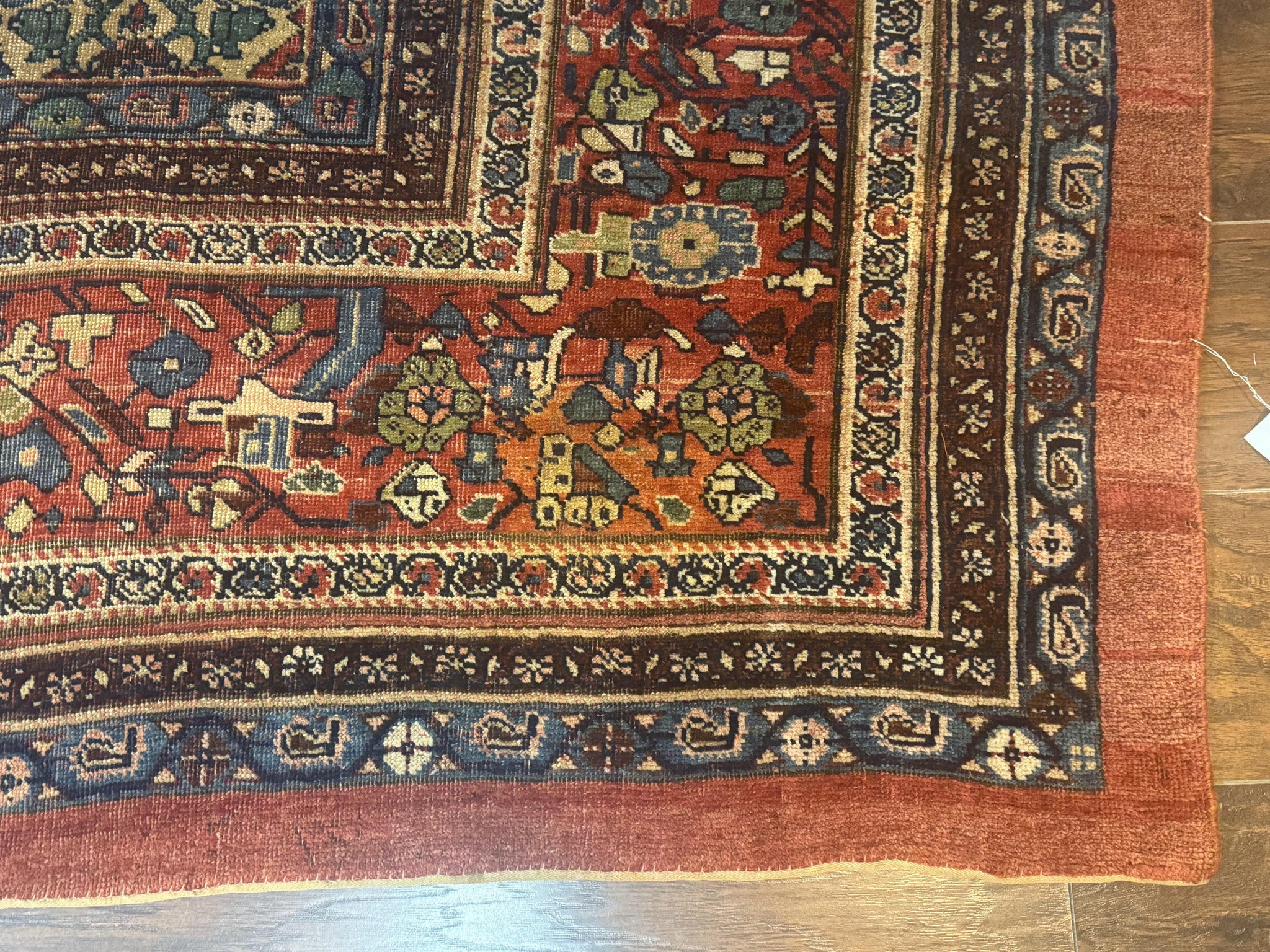 Antique Persian Bidjar Rug 8x15 – Navy Blue, Herati Pattern, Early 20th Century by Jewel Rugs