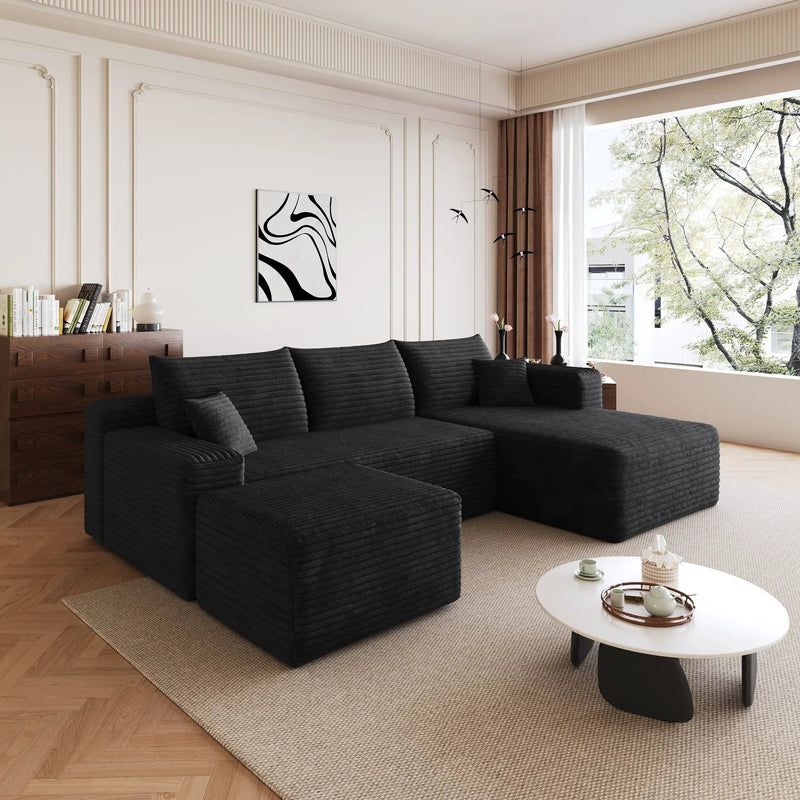 95" Cloud Sectional Sofa with 1 Ottoman by HouseOfZazla