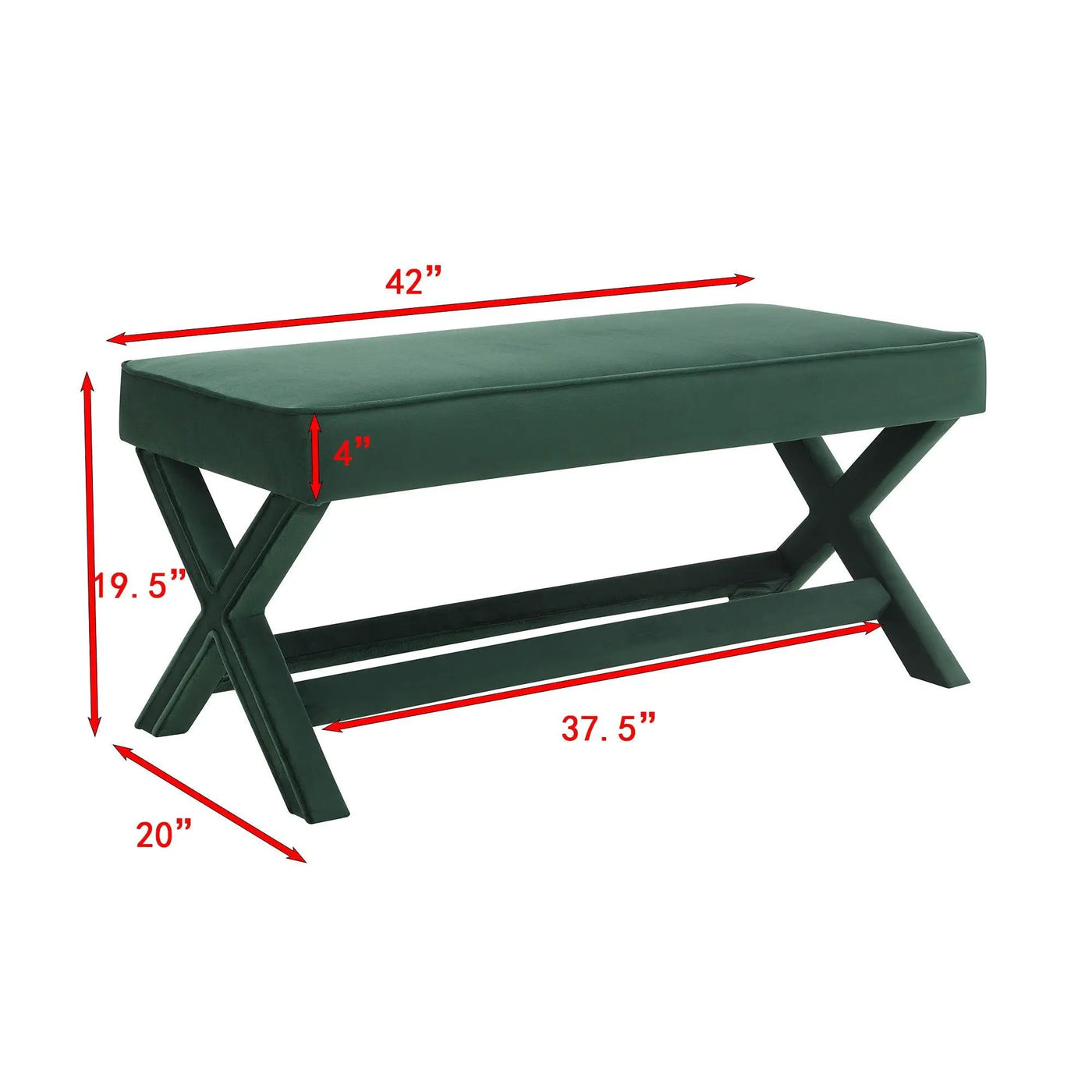 Comfort Double Bench Upholstered With X Crossed Legs by HouseOfZazla