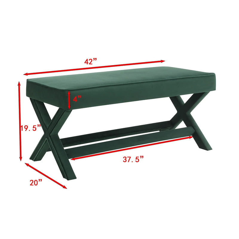 Comfort Double Bench Upholstered With X Crossed Legs by HouseOfZazla