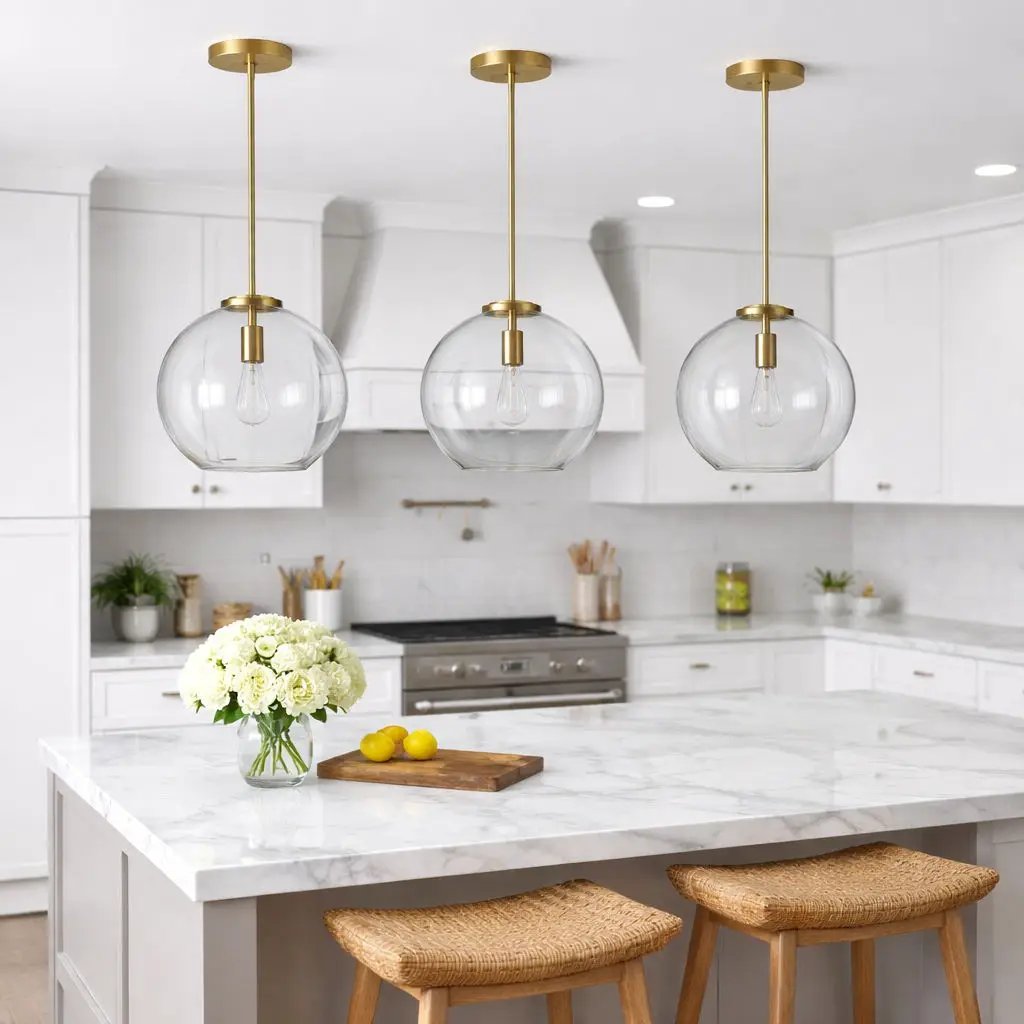Gleam - Single Light Pendant Lamp With Clear Globe Satin - Antique Brass / Clear / Gold by Unique Piece Furniture