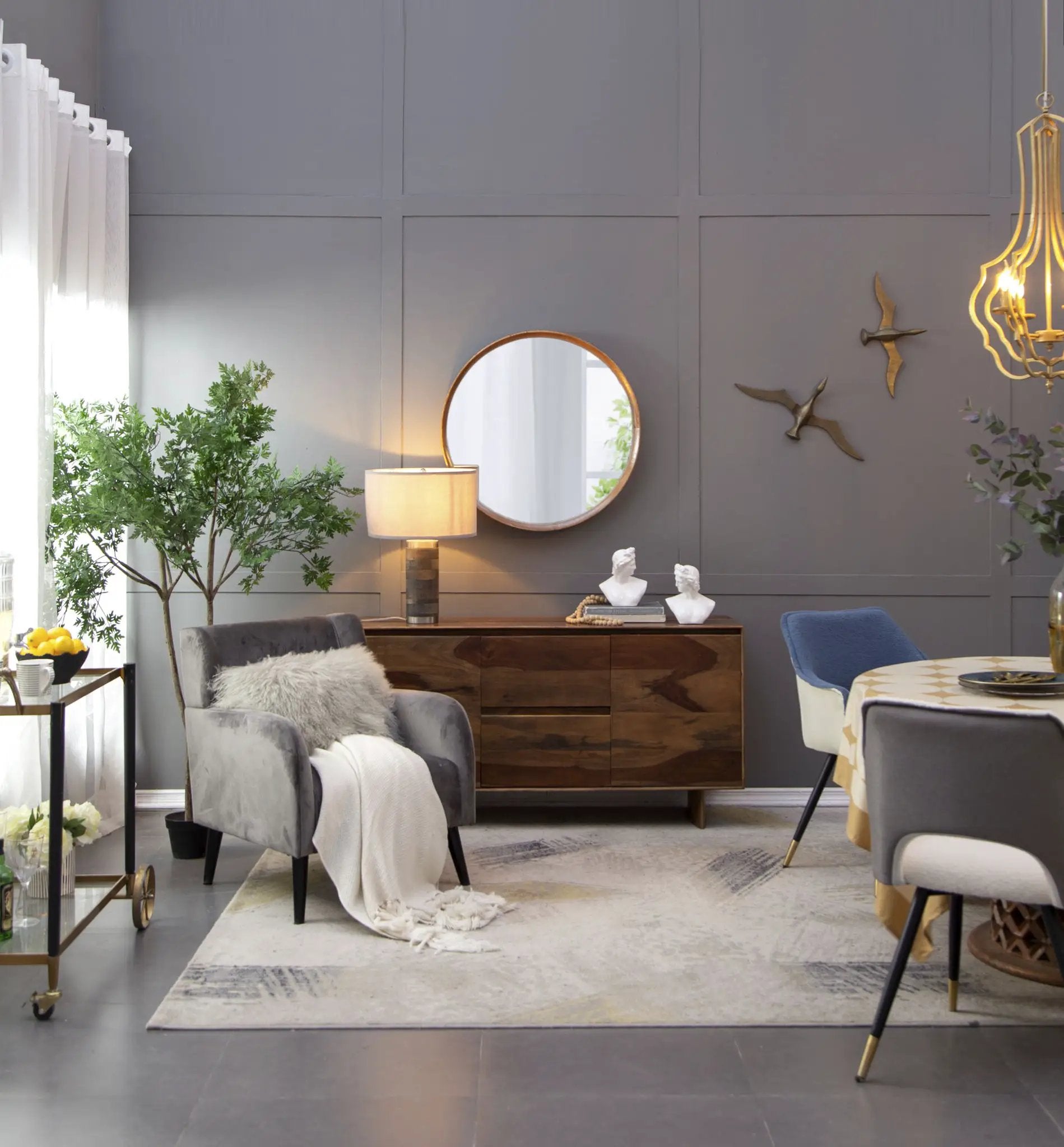 Round Wood Mirror, Wall Mounted Mirror Home Decor For Bathroom Living Room by Unique Piece Furniture