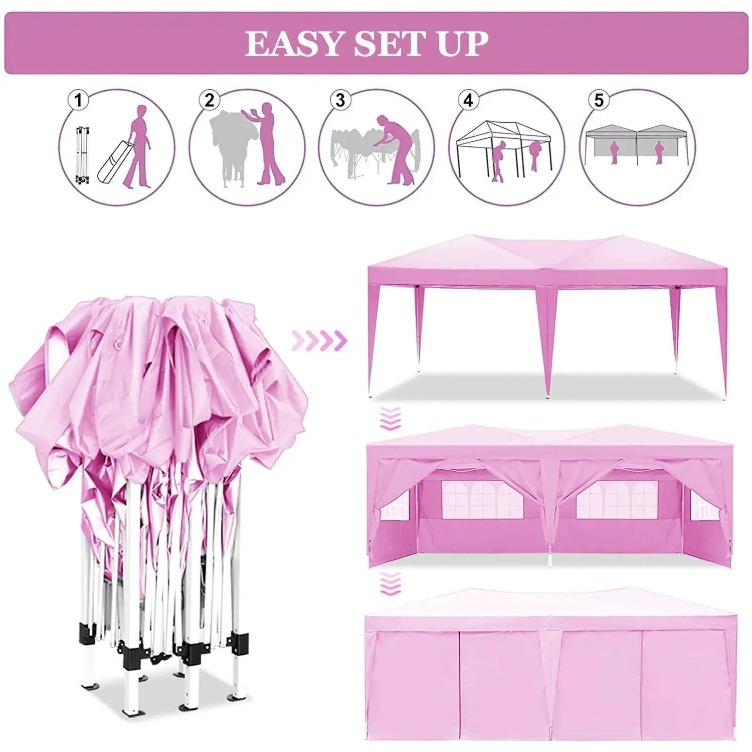 10'X20' Folding Canopy With 6 Removable Sidewalls Outdoor Event Shelter UPF 50+ Gazebo Portable Tents For Parties Beach Camping Wedding Ez Pop Up Canopy by HouseOfZazla